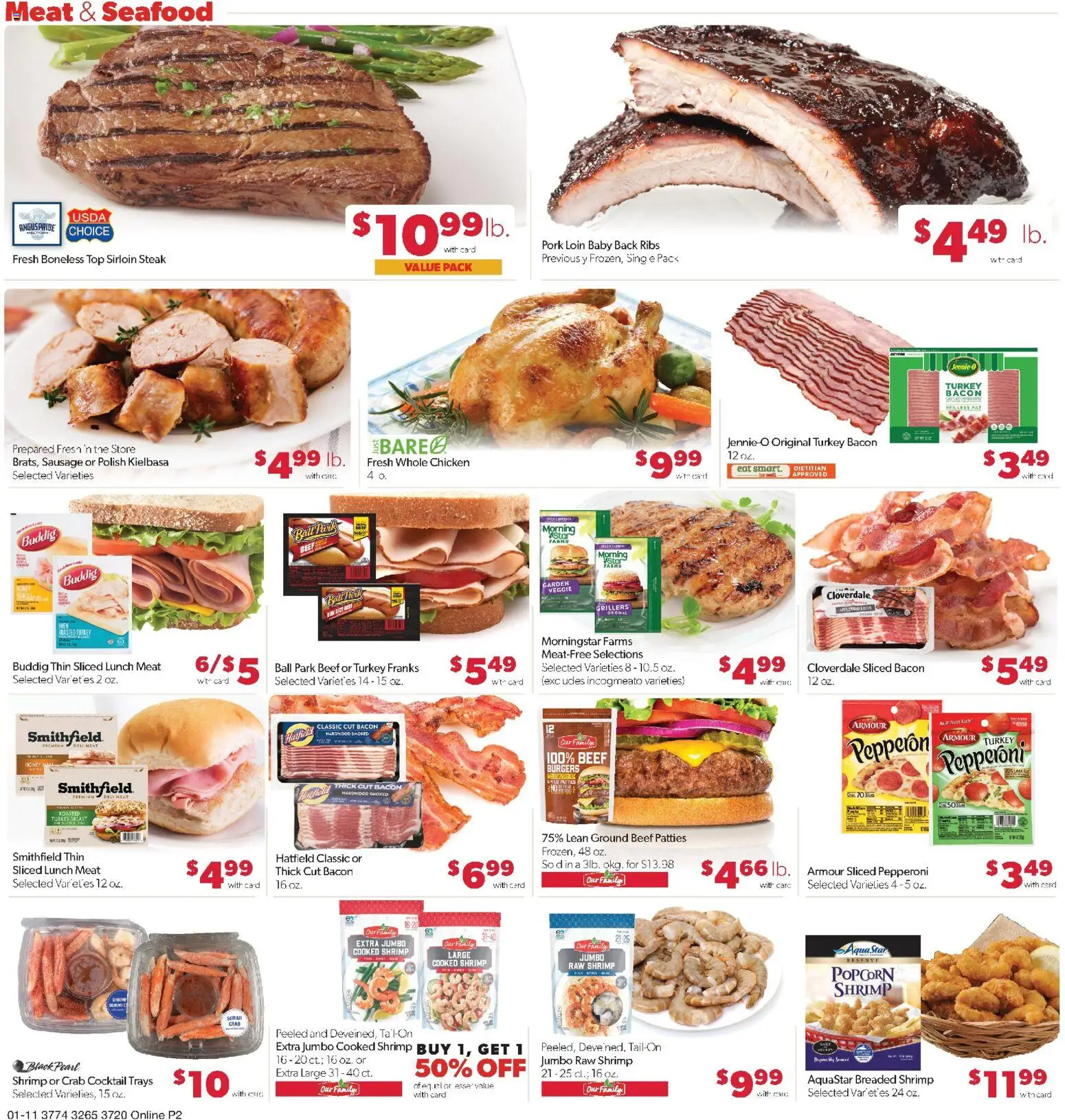 Family Fare Weekly Ad - IA - valid from 11.01.2026 | Page: 7 | Products: Pork, Beef, Seafood, Sausage