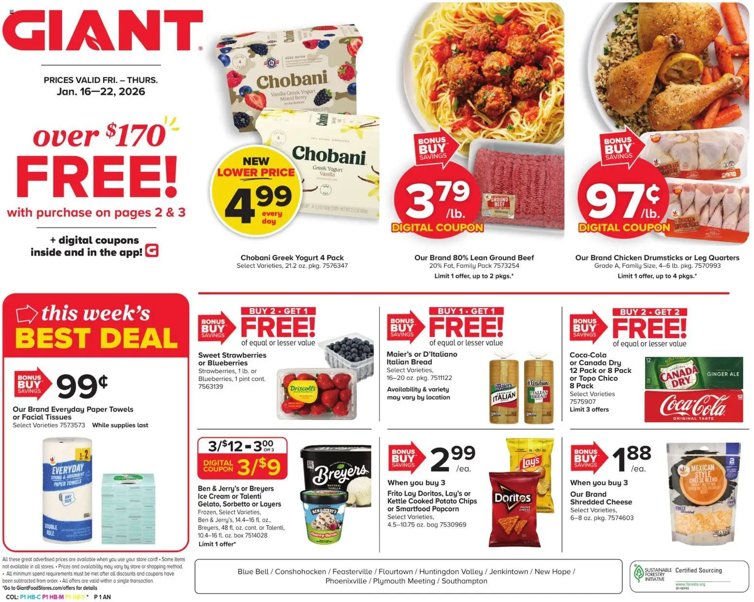 Giant Weekly Ad - valid from 16.01.2026 | Page: 1 | Products: Box, Bread, Chips, Ice cream