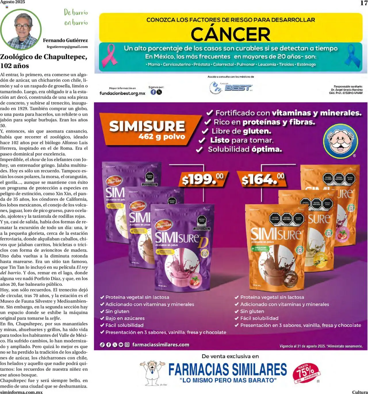 Nuevas ofertas de Farmacias Similares válidas en toda la República Mexicana desde el 15.08.2025. ¡Encuentra las mejores ofertas en Farmacias Similares - Catálogo Siminforma! | Página: 17 | Productos: Fresa, Limón, Pasta, Pico