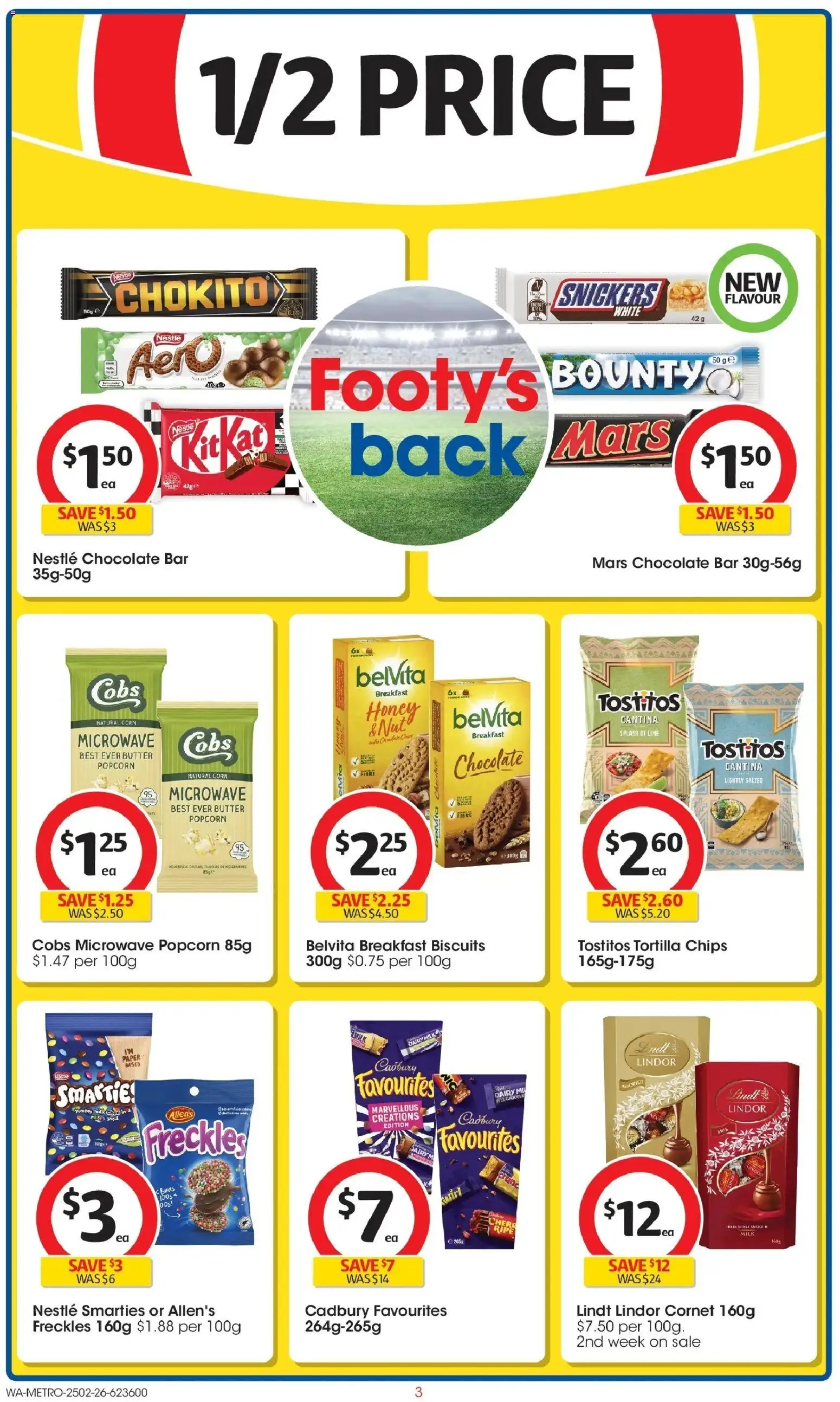 Coles catalogue - valid from 25.02.2026 | Page: 3 | Products: Milk, Butter, Chocolate, Popcorn
