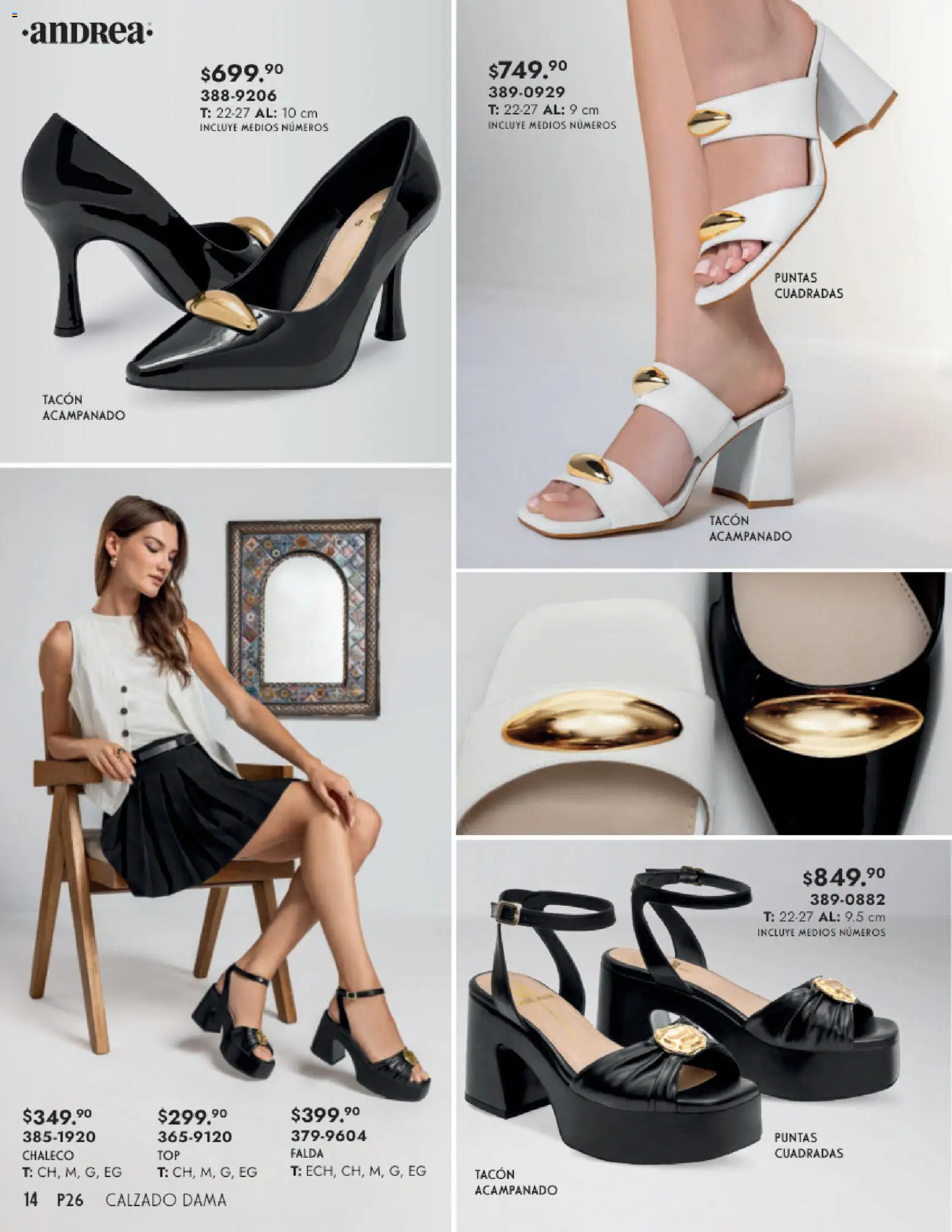 Nuevas ofertas de Andrea válidas en toda la República Mexicana desde el 25.01.2026. ¡Encuentra las mejores ofertas en Andrea catálogo Calzado Dama! | Página: 14 | Productos: Chaleco, Falda