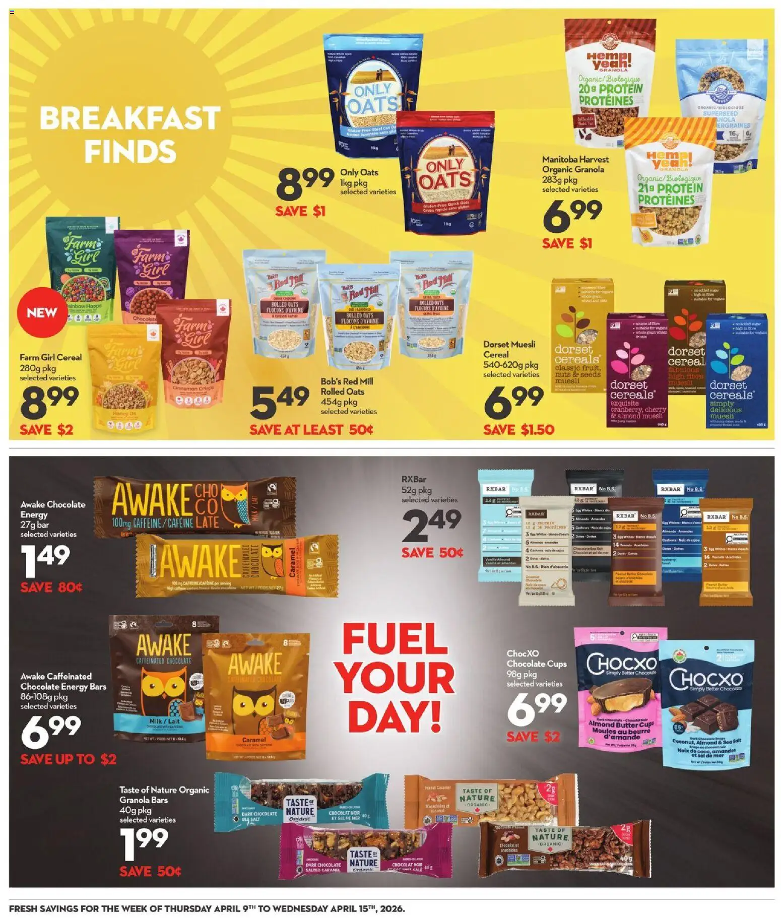 Longo's flyer valid from 09.04.2026 | Page: 14 | Products: Cereals, Nuts, Milk, Chocolate