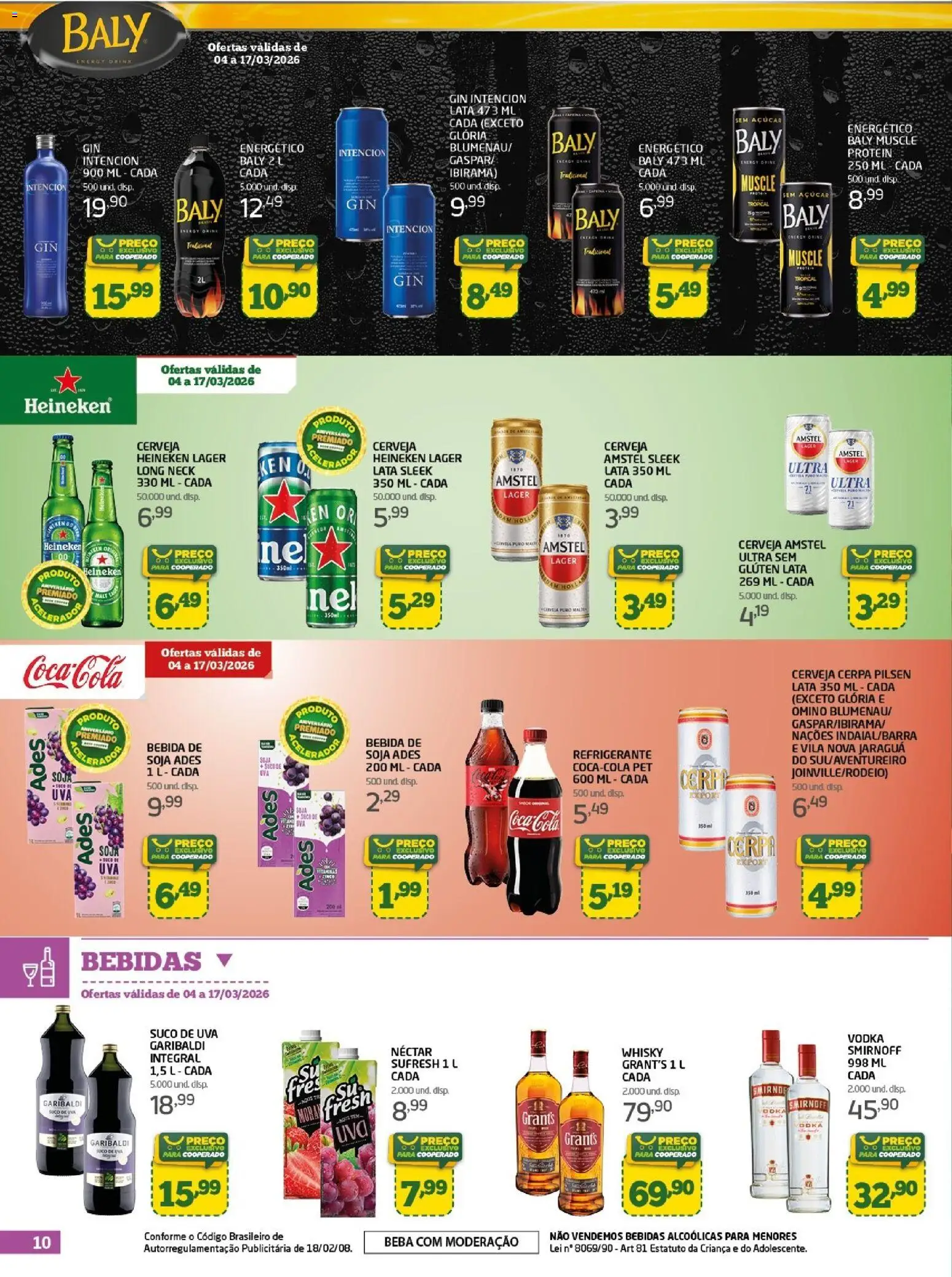 Cooper Folheto - válido de 04.03.2026 | Página: 10 | Produtos: Energético, Whisky, Refrigerante, Soja