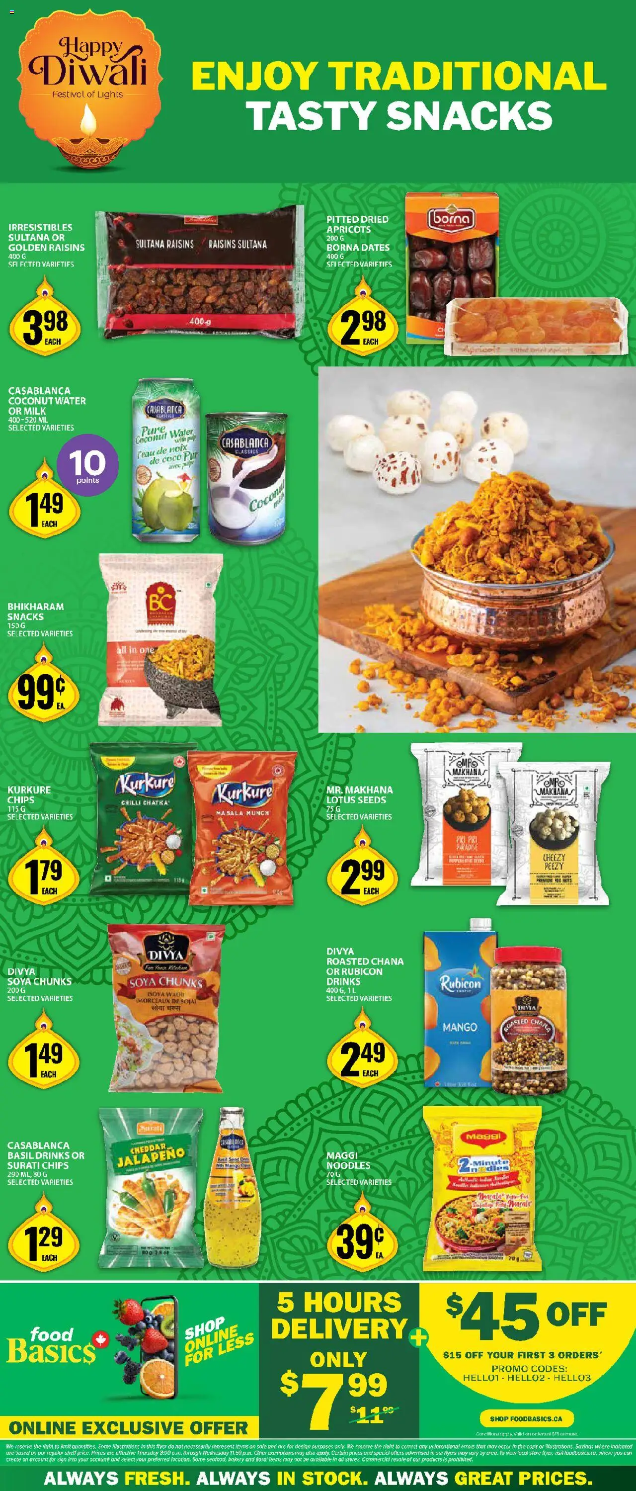Food Basics flyer valid from 02.10.2025 | Page: 3 | Products: Noodles, Chips, Bakery, Milk