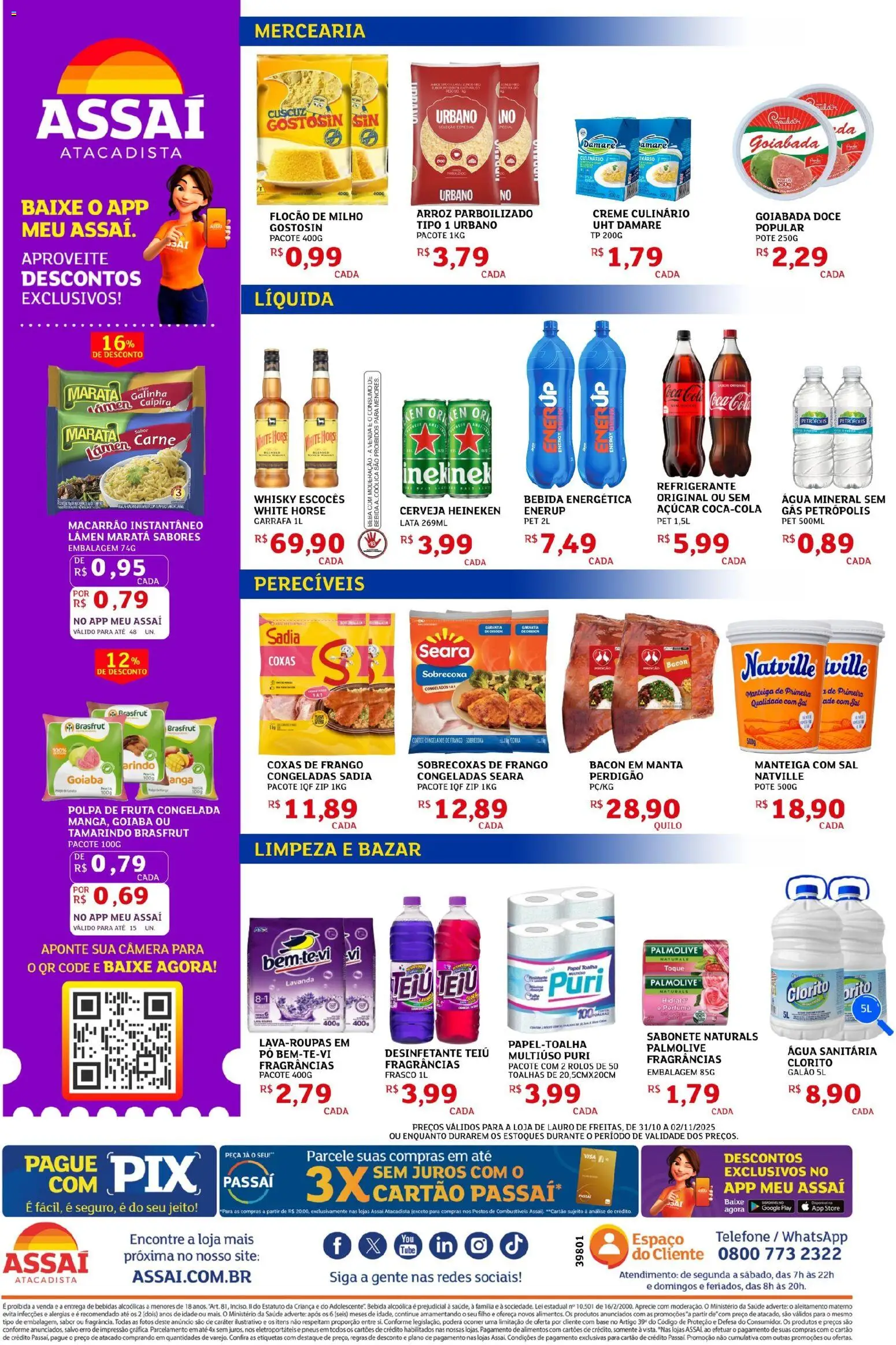 Assaí Atacadista Folheto - válido de 31.10.2025 | Página: 2 | Produtos: Pó, Sabonete, Refrigerante, Sal