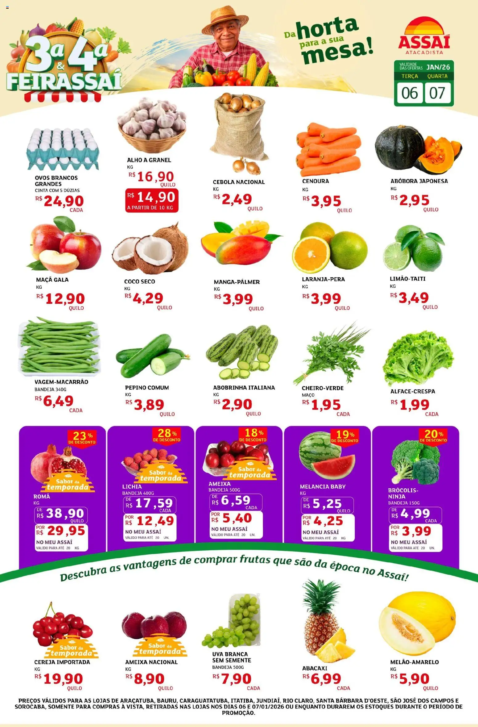 Assaí Atacadista Folheto - válido de 06.01.2026 | Página: 1 | Produtos: Lichia, Cebola, Ovos, Ameixa