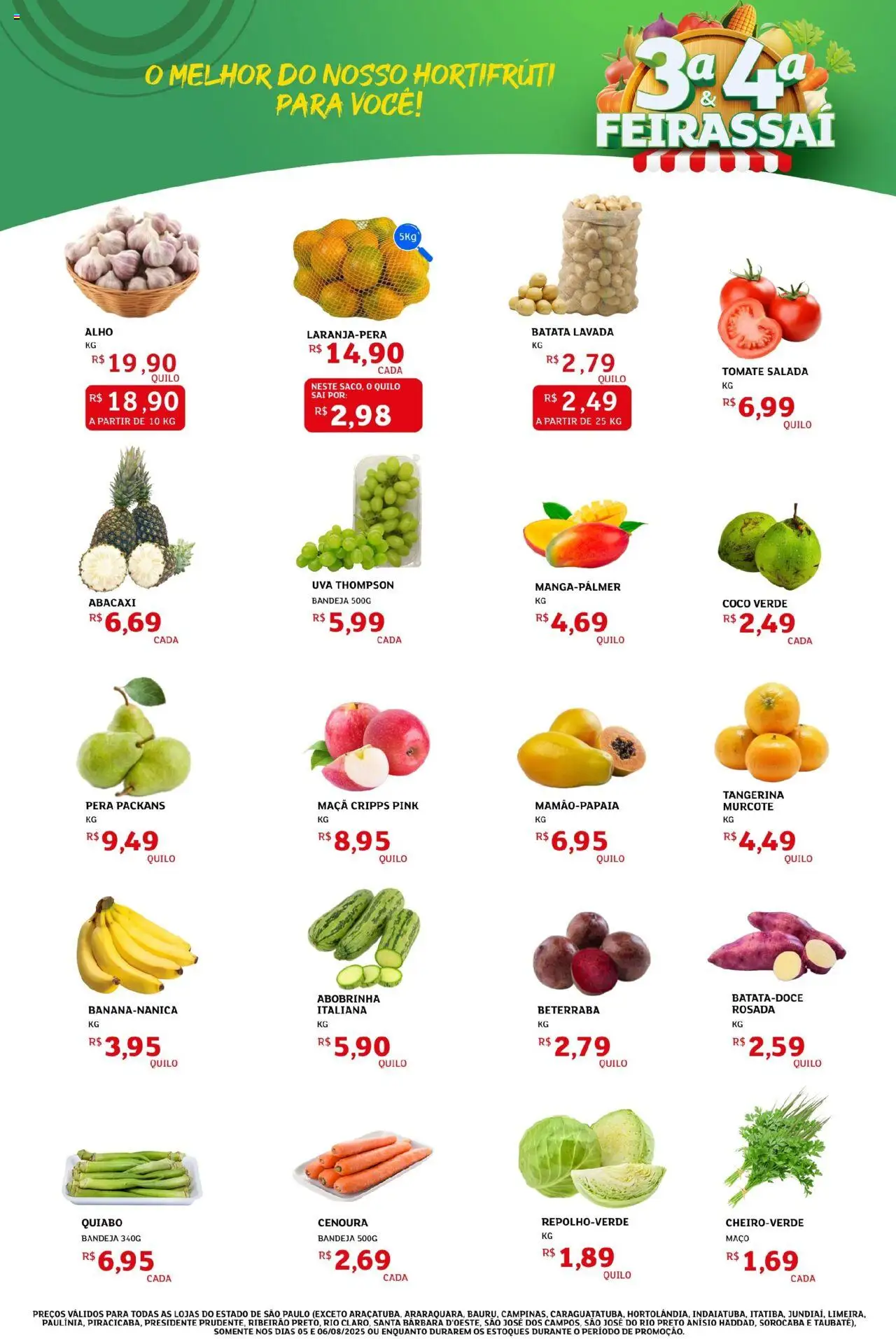 Assaí Atacadista Folheto - válido de 05.08.2025 | Página: 3 | Produtos: Pera, Beterraba, Cenoura, Bandeja