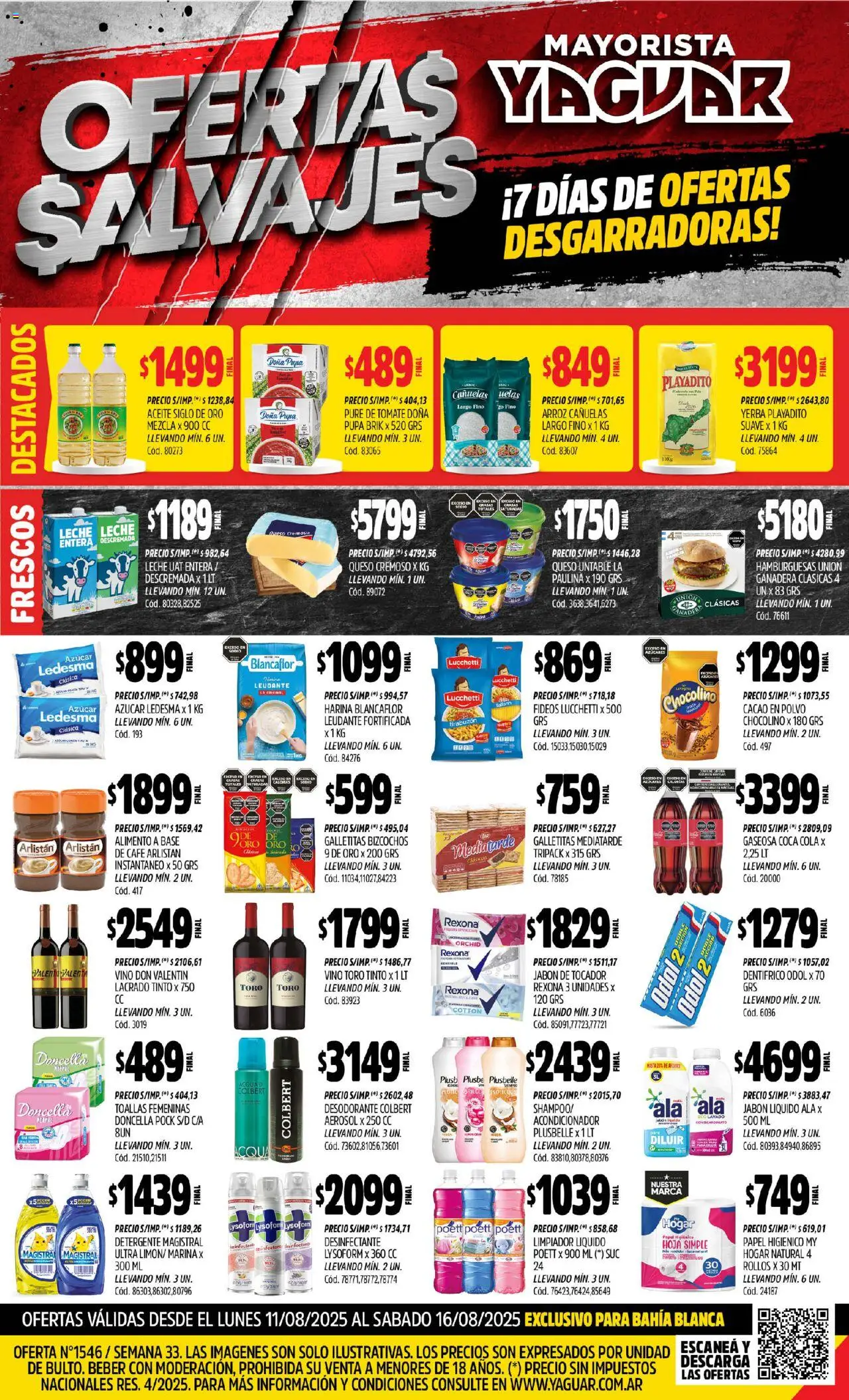 Yaguar - Bahía Blanca │ válido desde el 11.08.2025 | Página: 1 | Productos: Toallas, Papa, Aceite, Arroz