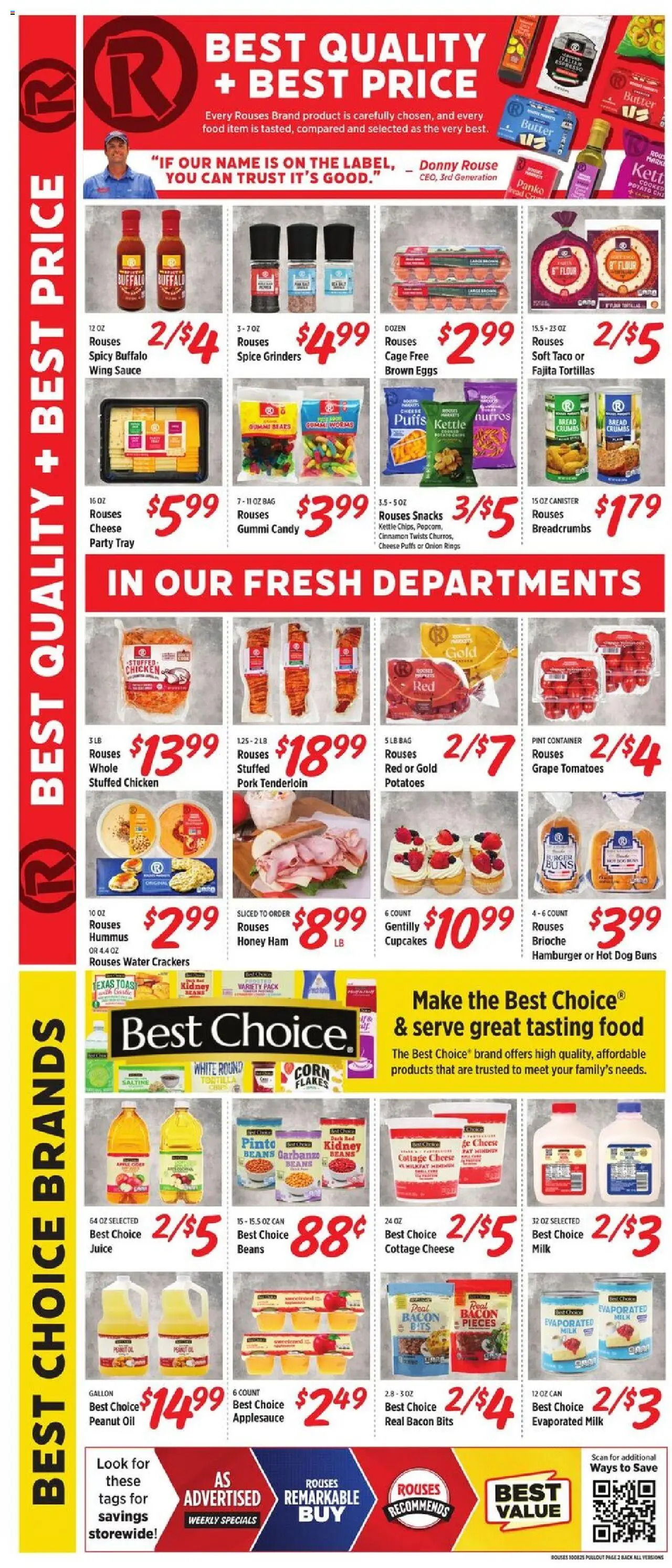 Rouses Weekly Ad - MS - valid from 08.10.2025 | Page: 6 | Products: Milk, Bread, Cottage cheese, Potatoes