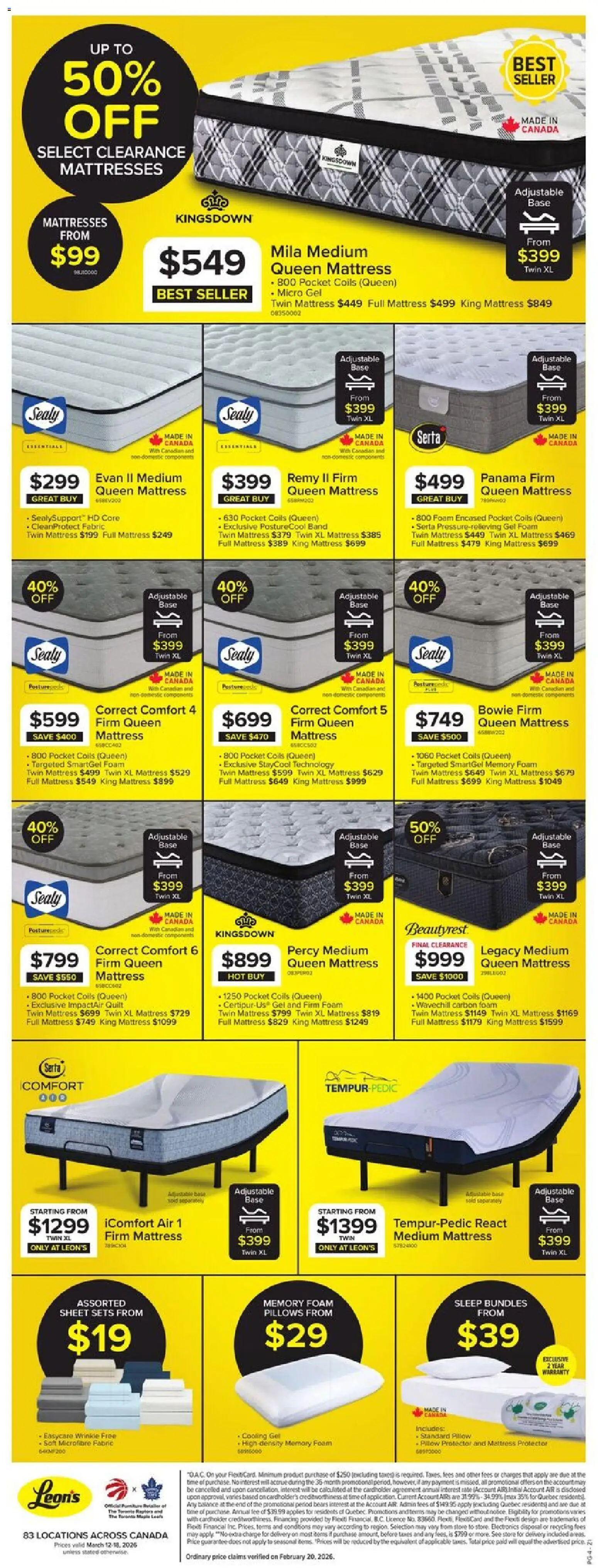 Leon's flyer valid from 12.03.2026 | Page: 4 | Products: Stove, Mattress, Pillow, Apples