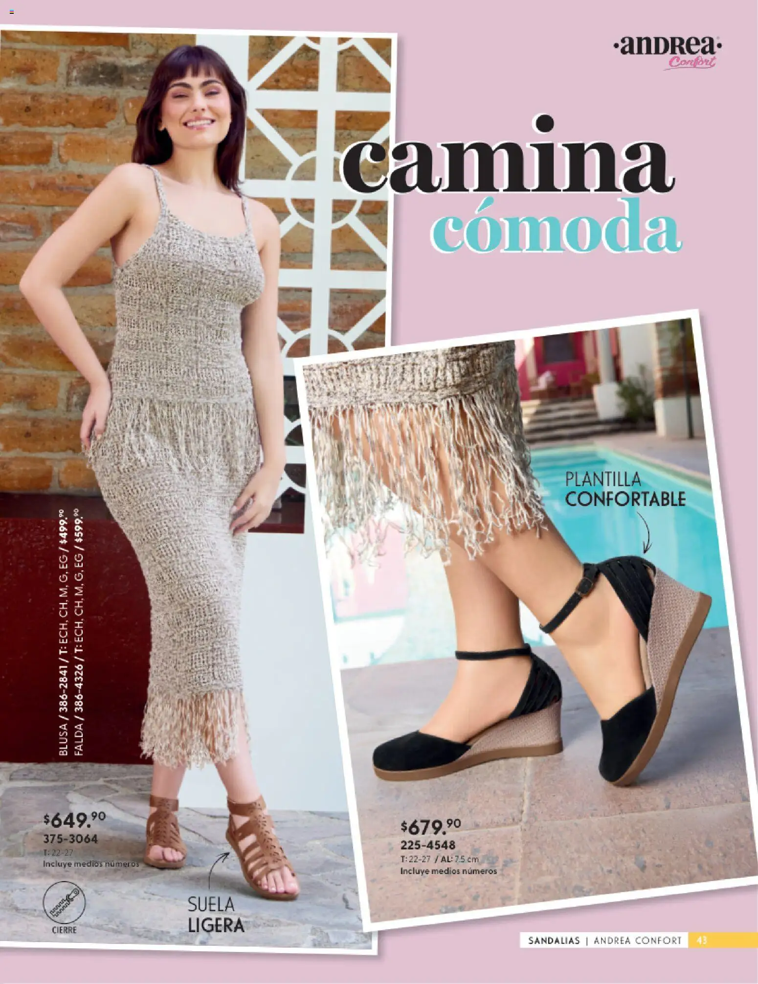 Nuevas ofertas de Andrea válidas en toda la República Mexicana desde el 25.01.2026. ¡Encuentra las mejores ofertas en Andrea catálogo Calzado Confort ! | Página: 43 | Productos: Blusa, Falda, Sandalias