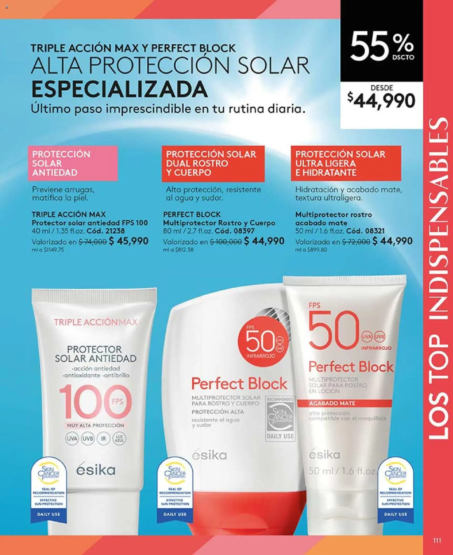 Ésika revista - valida desde el 13.03.2026 | Página: 111 | Productos: Loción, Top, Maquillaje, Protector solar