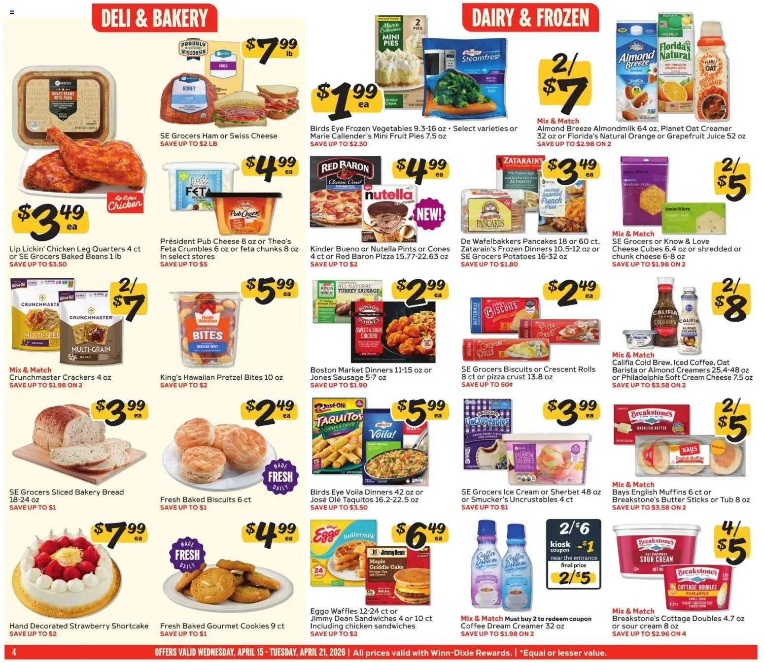 Winn Dixie Weekly Ad - valid from 15.04.2026 | Page: 4 | Products: Bakery, Butter, Pineapple, Sheet
