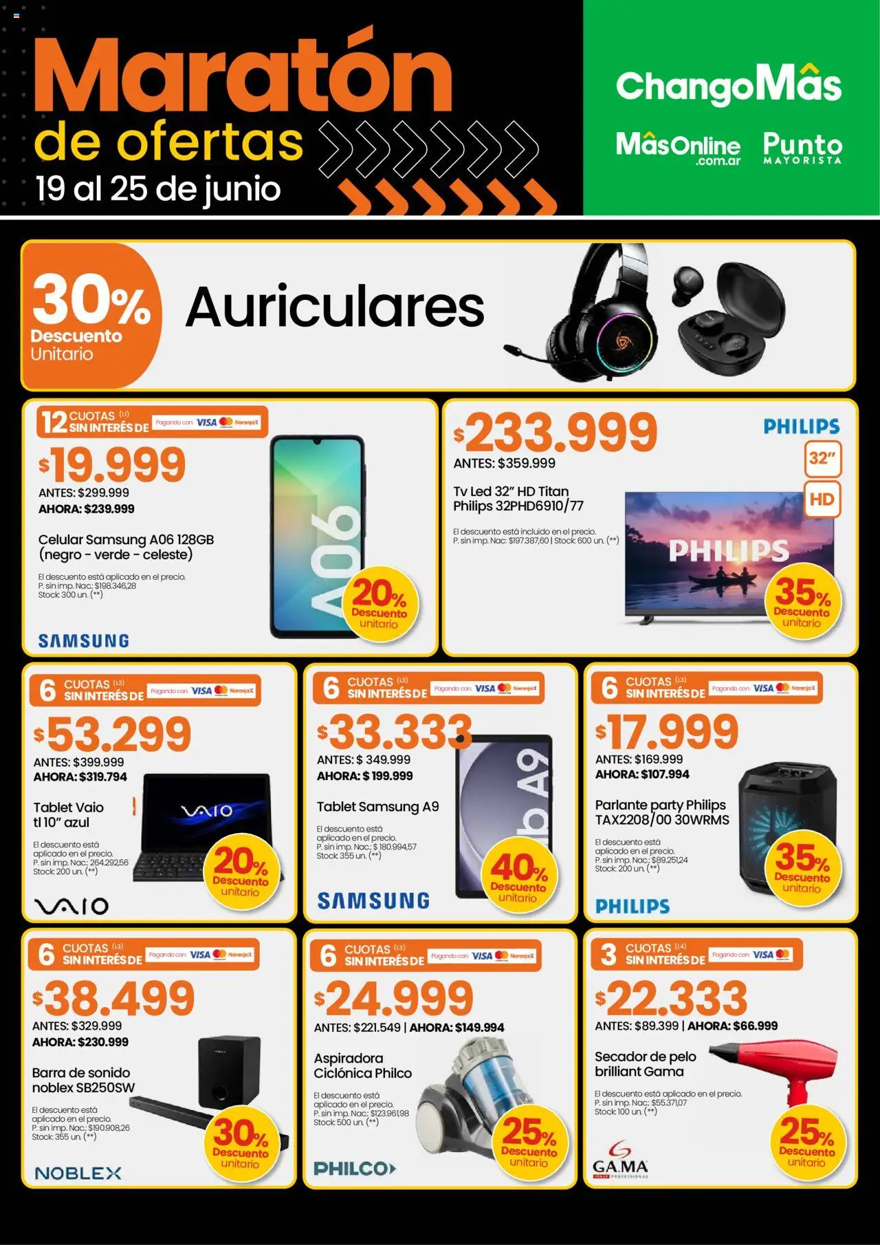 Changomas ofertas │ válido desde el 19.06.2025 | Página: 3 | Productos: Auriculares, Secador de pelo, Tablet, Parlante