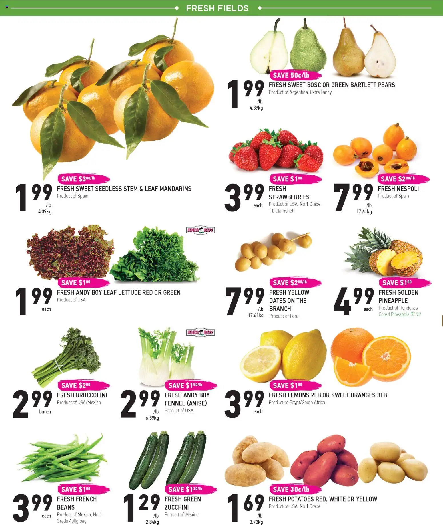 Coppas Fresh Market flyer valid from 23.04.2026 | Page: 2 | Products: Strawberries, Potatoes, Bag, Oranges