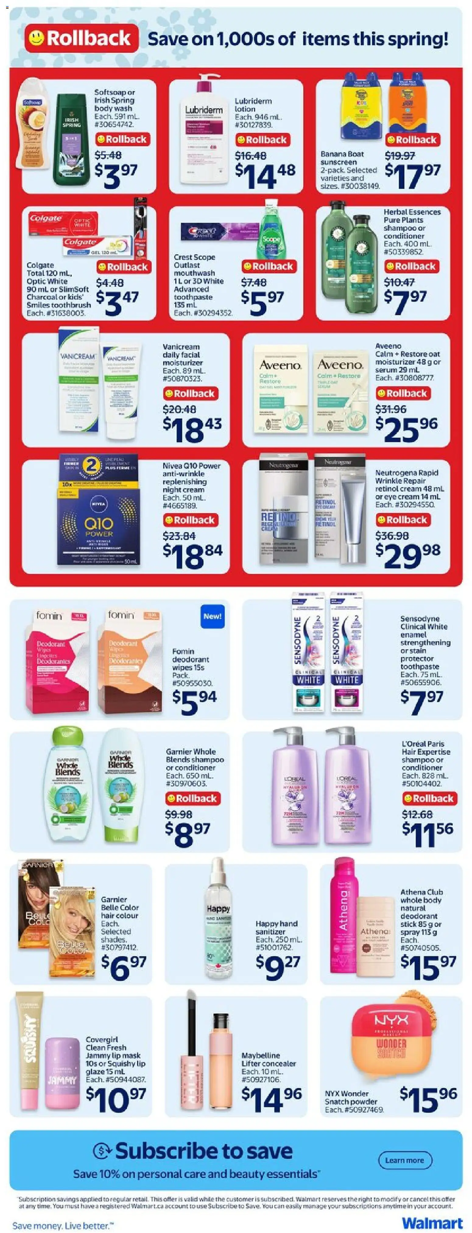 Walmart flyer valid from 12.03.2026 | Page: 10 | Products: Concealer, Shampoo, Mask, Mouthwash