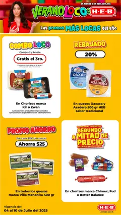 Nuevas ofertas de H-E-B válidas en toda la República Mexicana desde el 04.07.2025. ¡Encuentra las mejores ofertas en H-E-B folleto! | Página: 6 | Productos: Leche, Queso, Cerdo, Chorizo