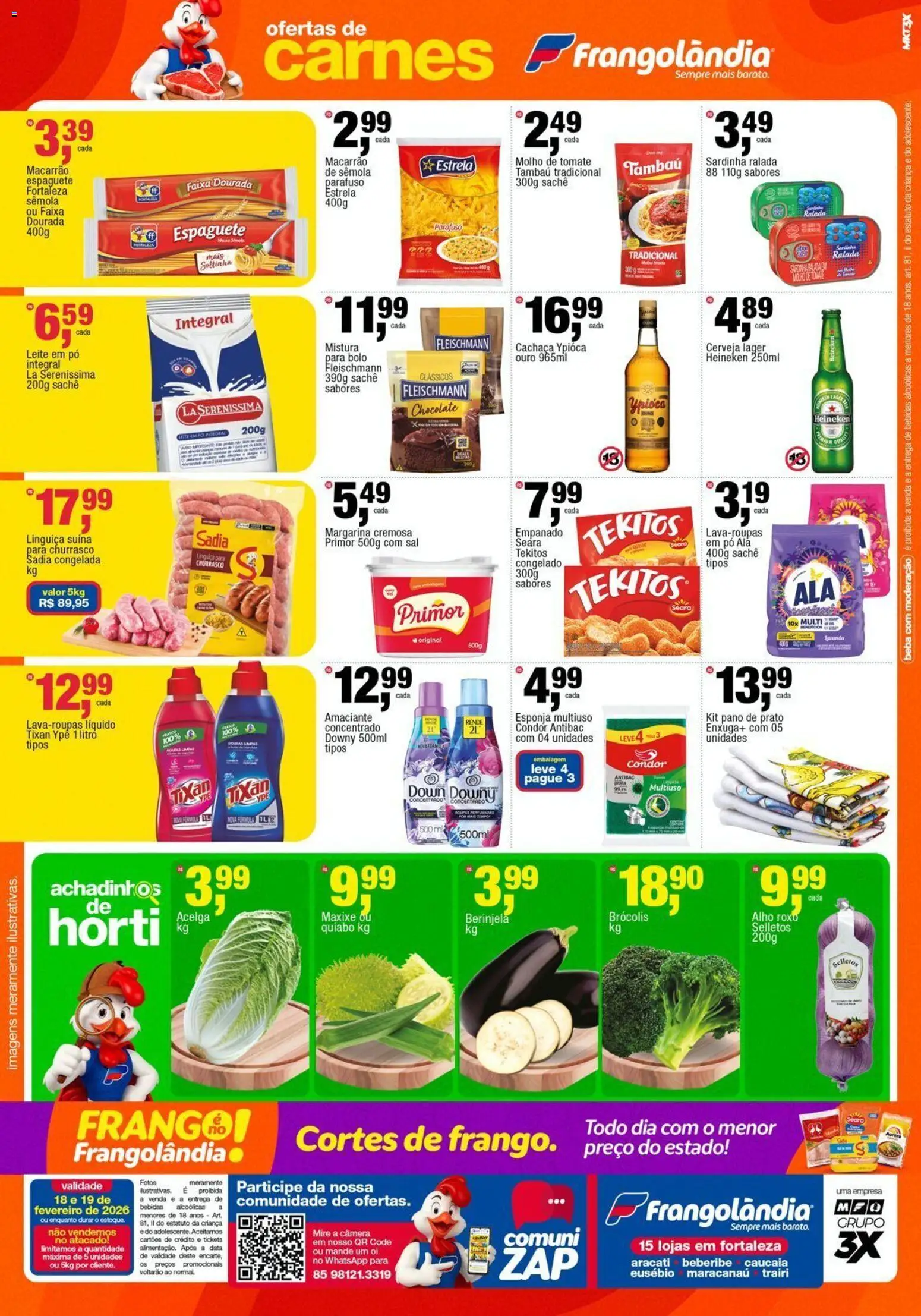 Frangolândia Folheto - válido de 18.02.2026 | Página: 2 | Produtos: Berinjela, Leite, Macarrão, Amaciante