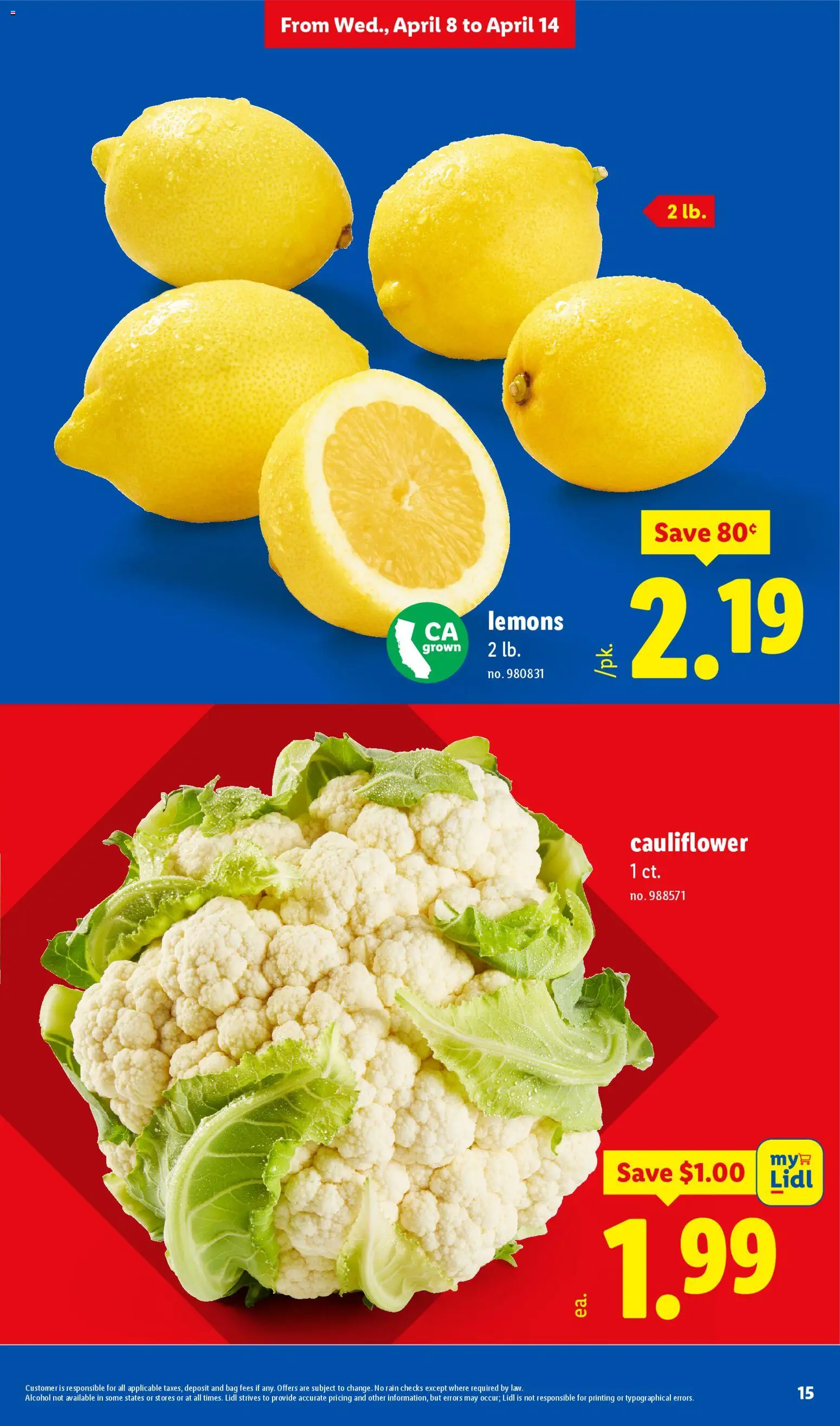 Lidl Weekly Ad - valid from 08.04.2026 | Page: 15 | Products: Cauliflower, Bag