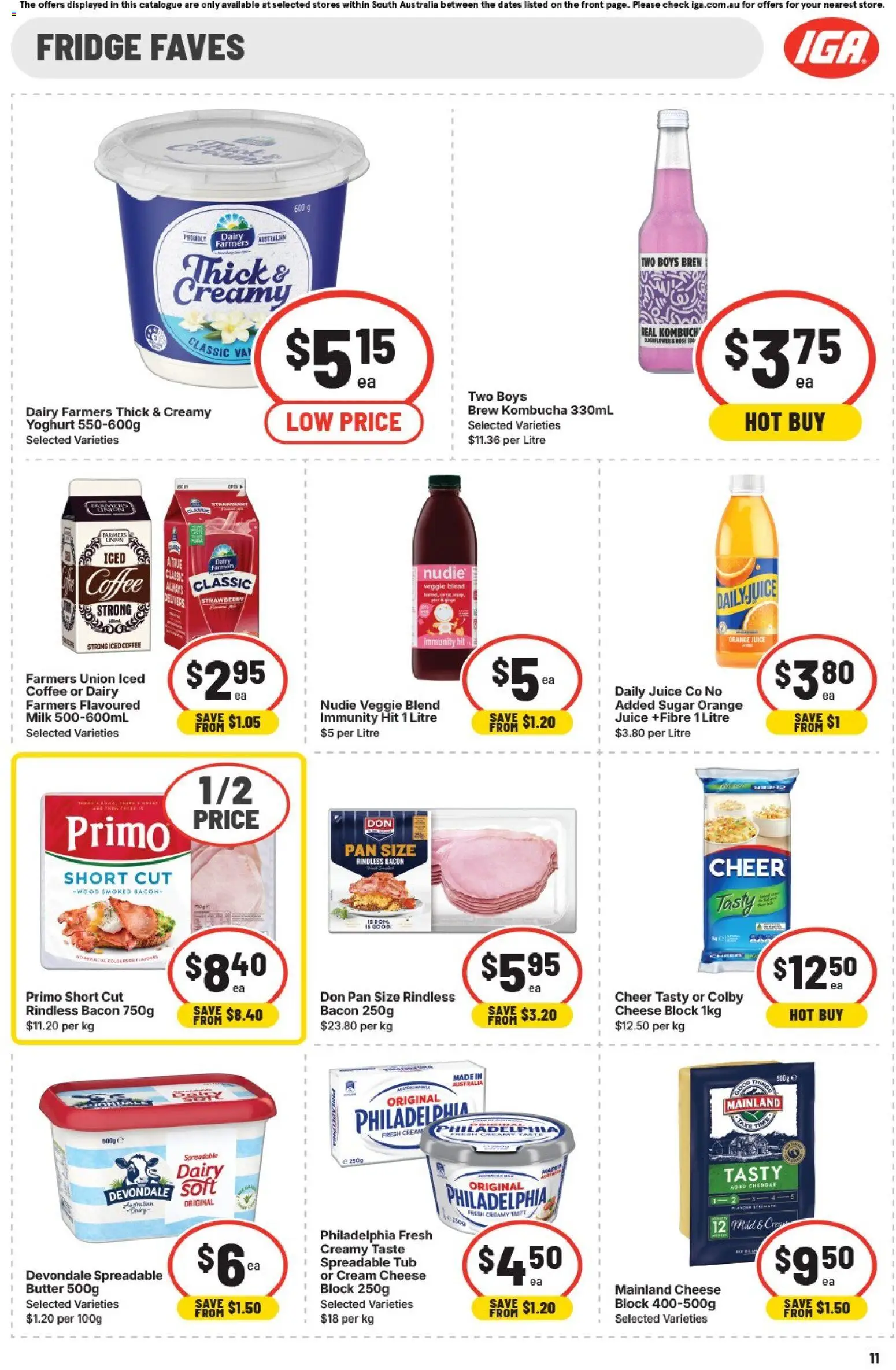 IGA catalogue - valid from 24.12.2025 | Page: 11 | Products: Cheese, Juice, Cream, Fridge