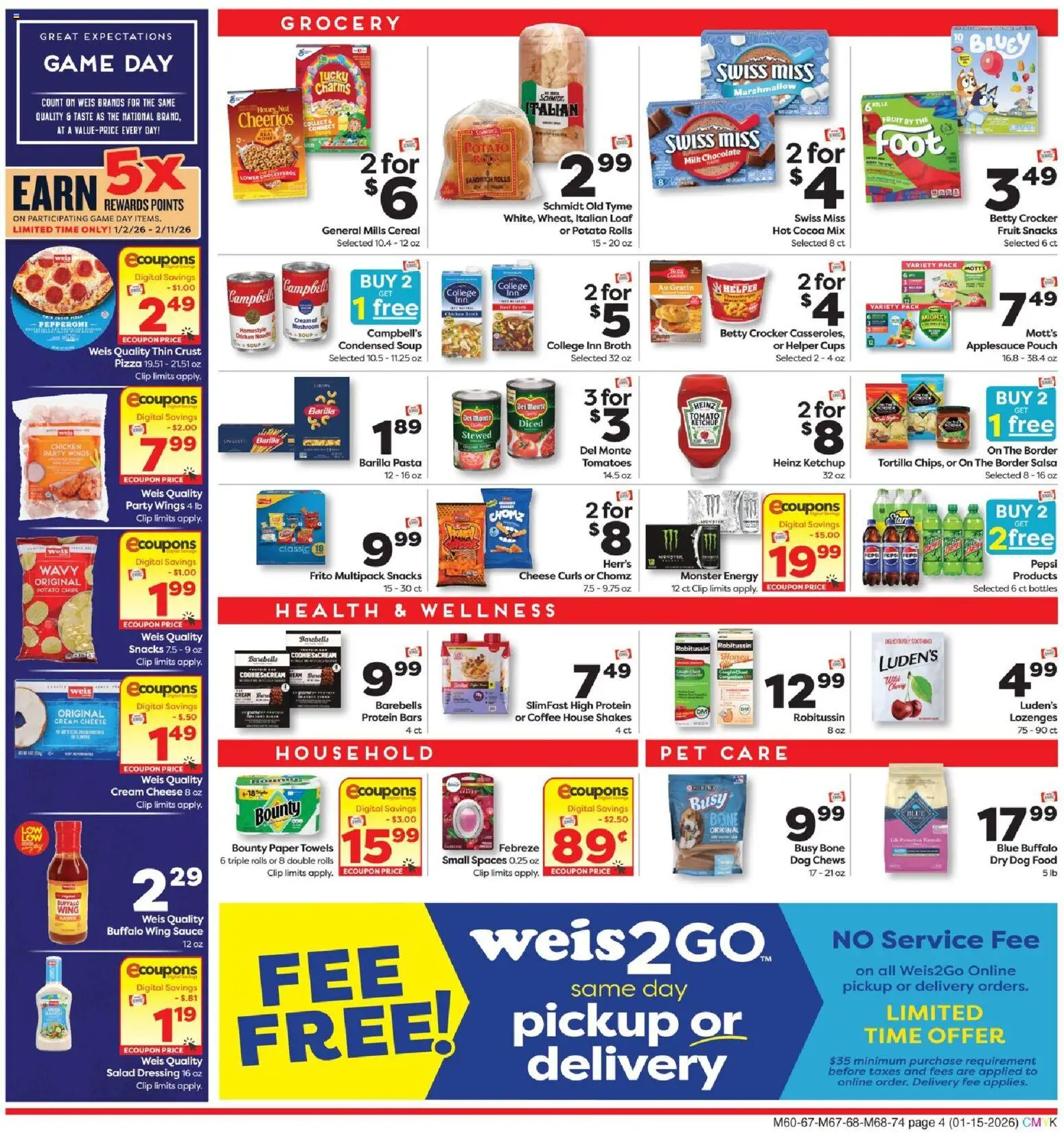 Weis Weekly Ad - valid from 15.01.2026 | Page: 5 | Products: Coffee, Tomatoes, Cream, Game
