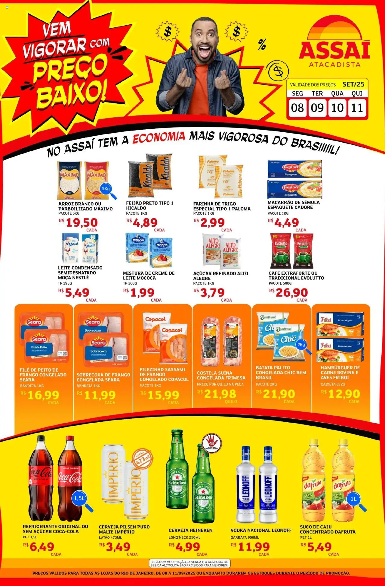 Assaí Atacadista Folheto - válido de 08.09.2025 | Página: 1 | Produtos: Suco, Cerveja Heineken, Bebida, Açúcar