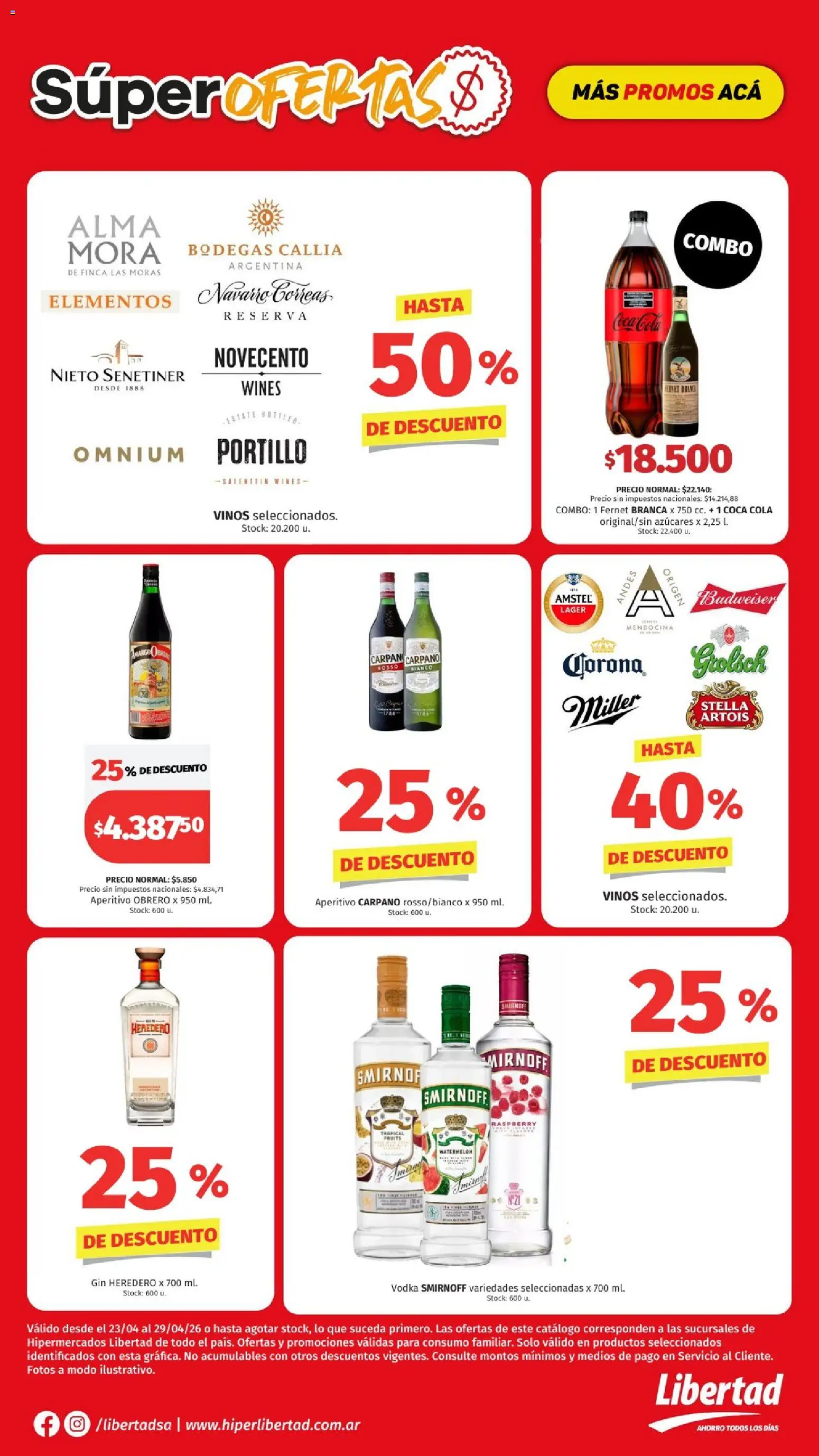 Hipermercado Libertad - Superoferta  │ válido desde el 22.04.2026 | Página: 4 | Productos: Vodka, Gin, Fernet