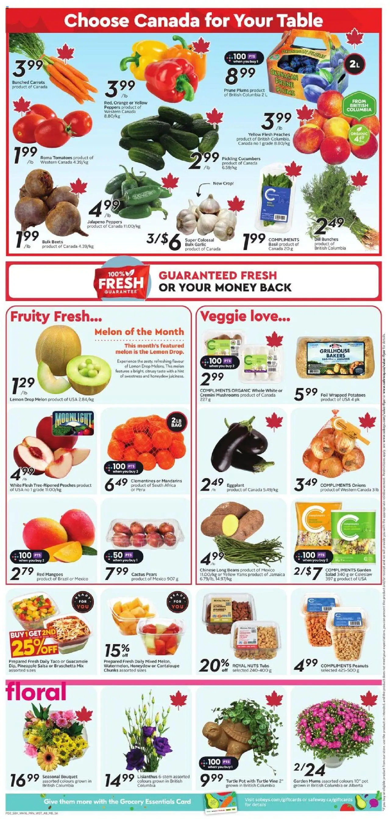 Sobeys flyer valid from 14.08.2025 | Page: 5 | Products: Nuts, Salad, Potatoes, Tomatoes