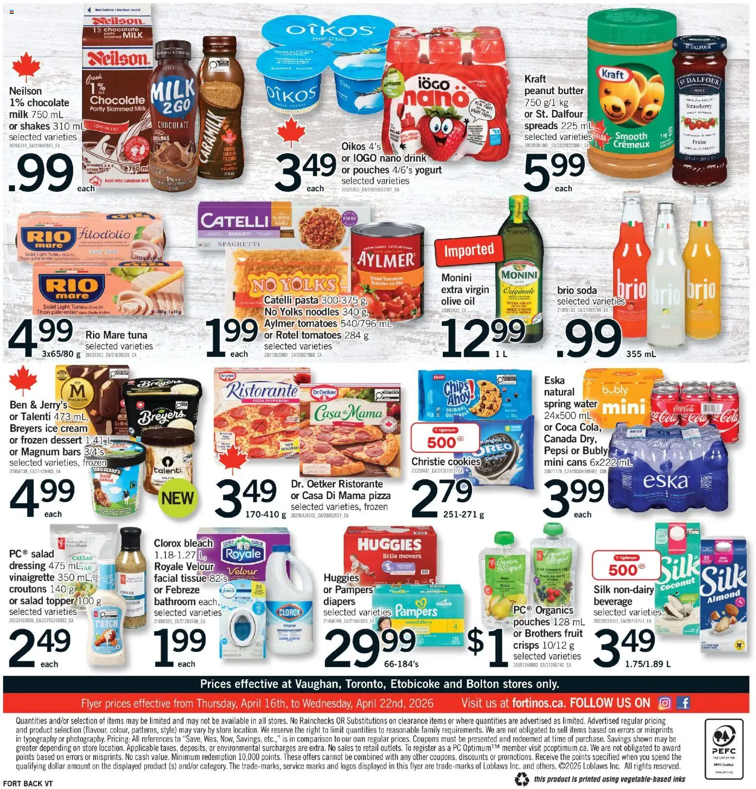 Fortinos flyer valid from 16.04.2026 | Page: 2 | Products: Noodles, Salad, Oil, Tomatoes