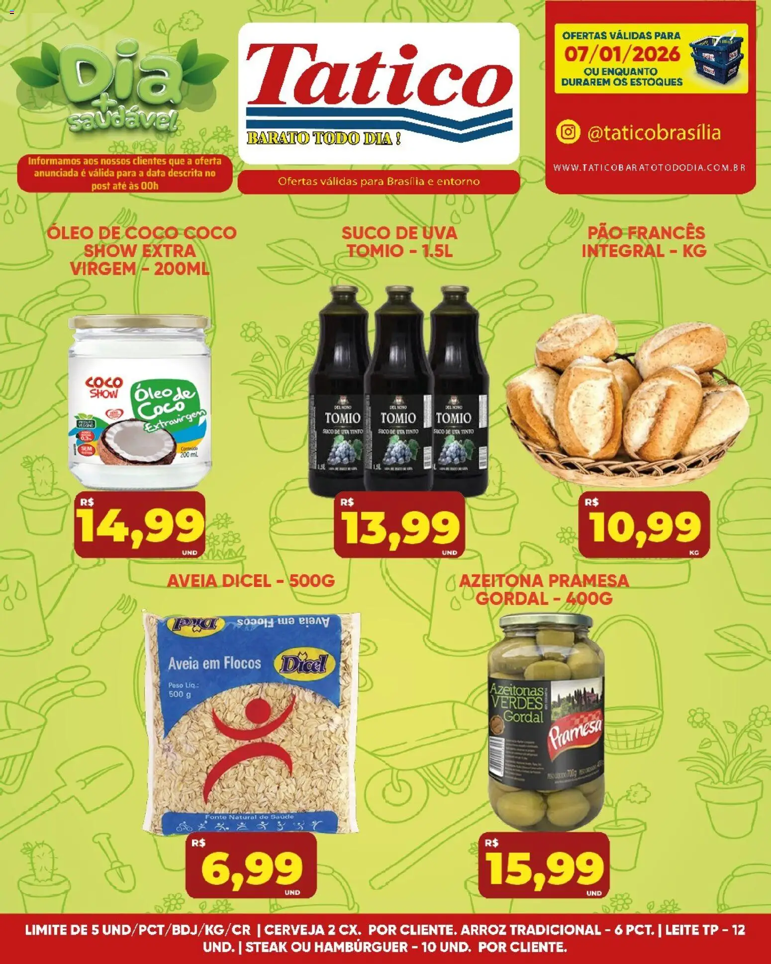 Tatico Folheto - válido de 08.01.2026 | Página: 35 | Produtos: Leite, Hambúrguer, Aveia, Pão francês