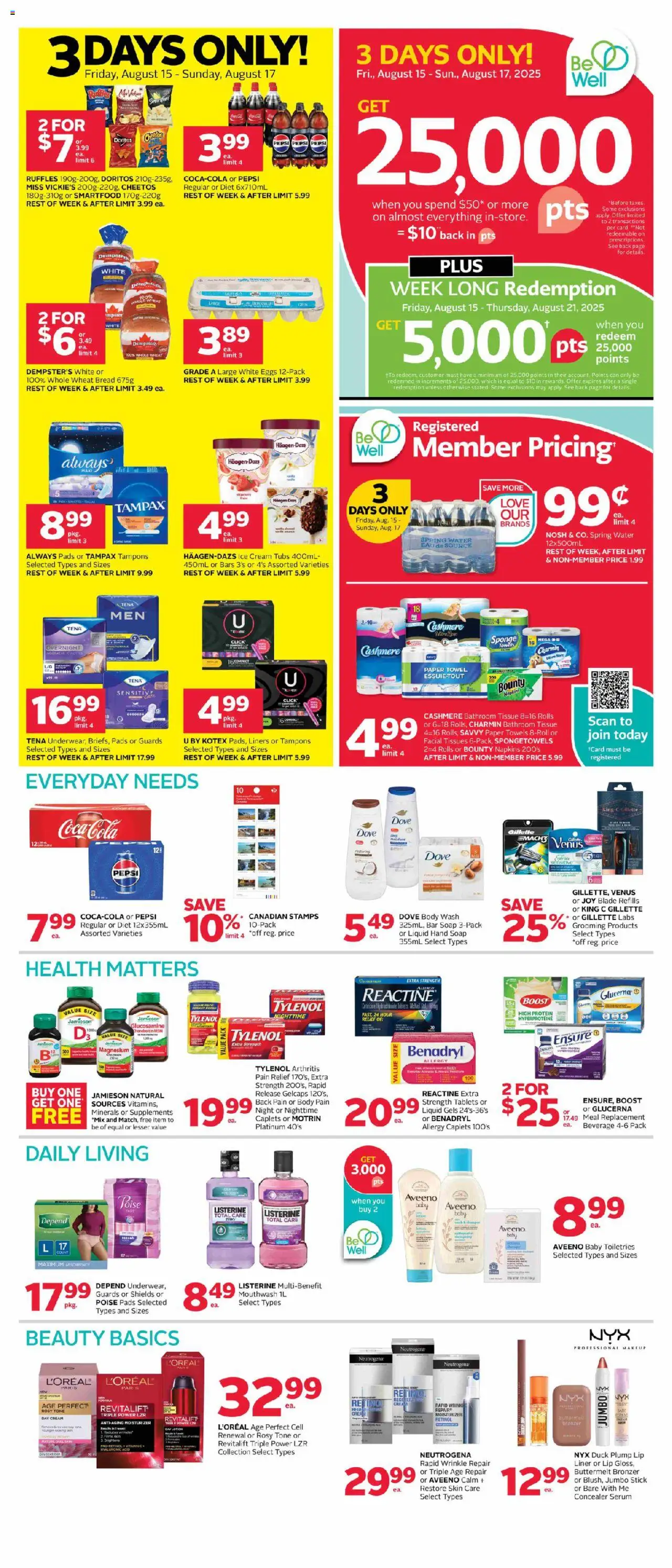 Rexall flyer valid from 15.08.2025 | Page: 1 | Products: Cream, Concealer, Bronzer, Eggs