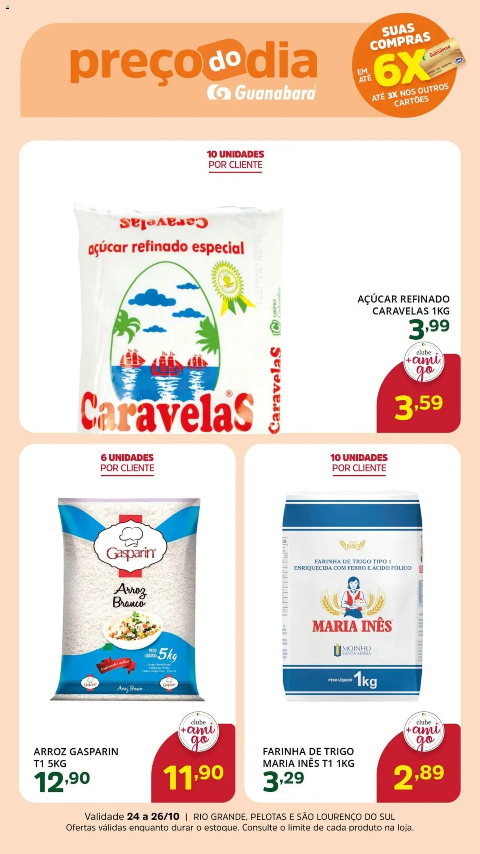 Supermercado Guanabara Folheto - válido de 24.10.2025 | Página: 2 | Produtos: Ferro, Farinha de trigo, Arroz, Açúcar
