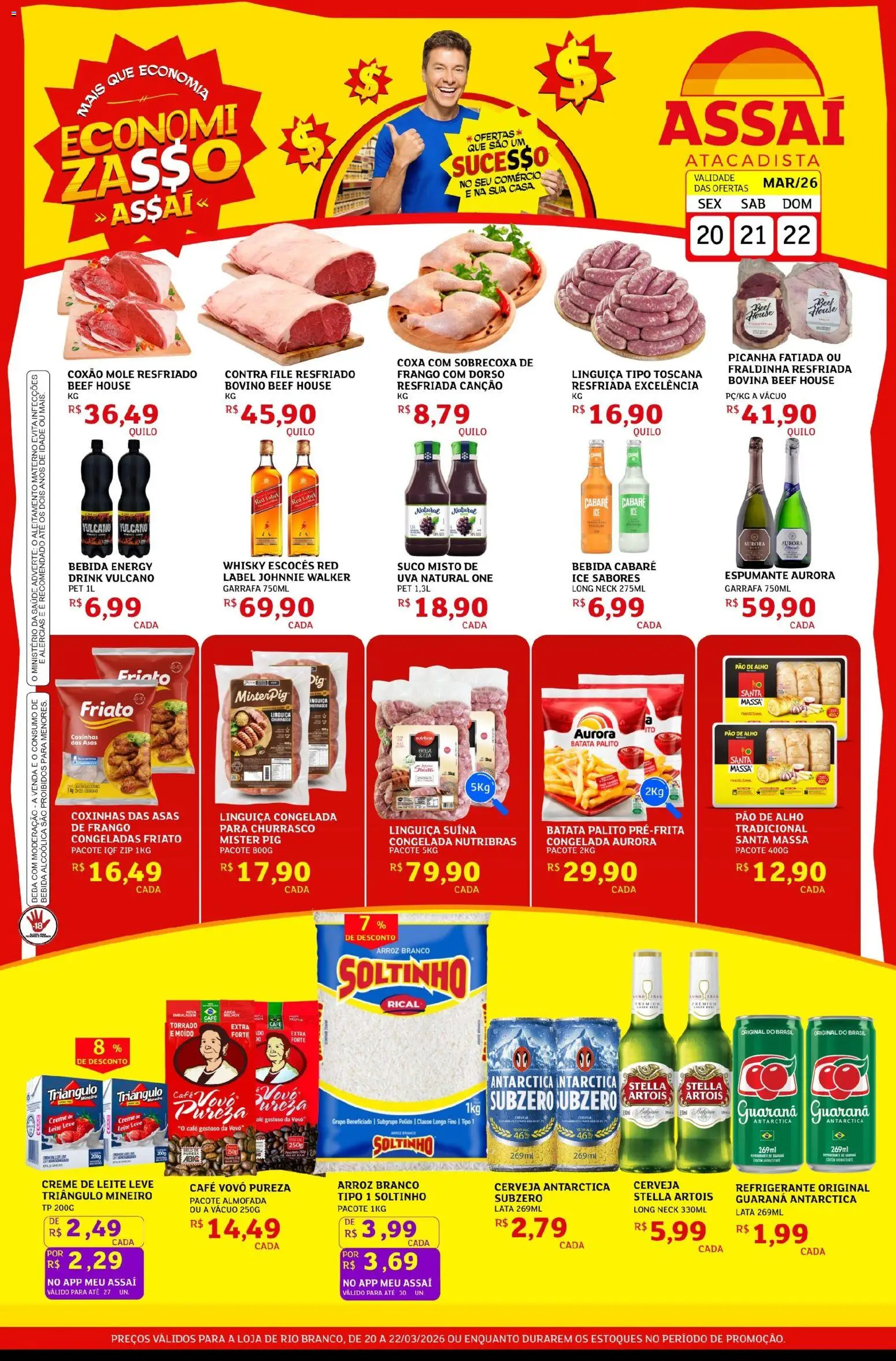 Assaí Atacadista Folheto - válido de 20.03.2026 | Página: 1 | Produtos: Espumante, Fraldinha, Suco, Massa