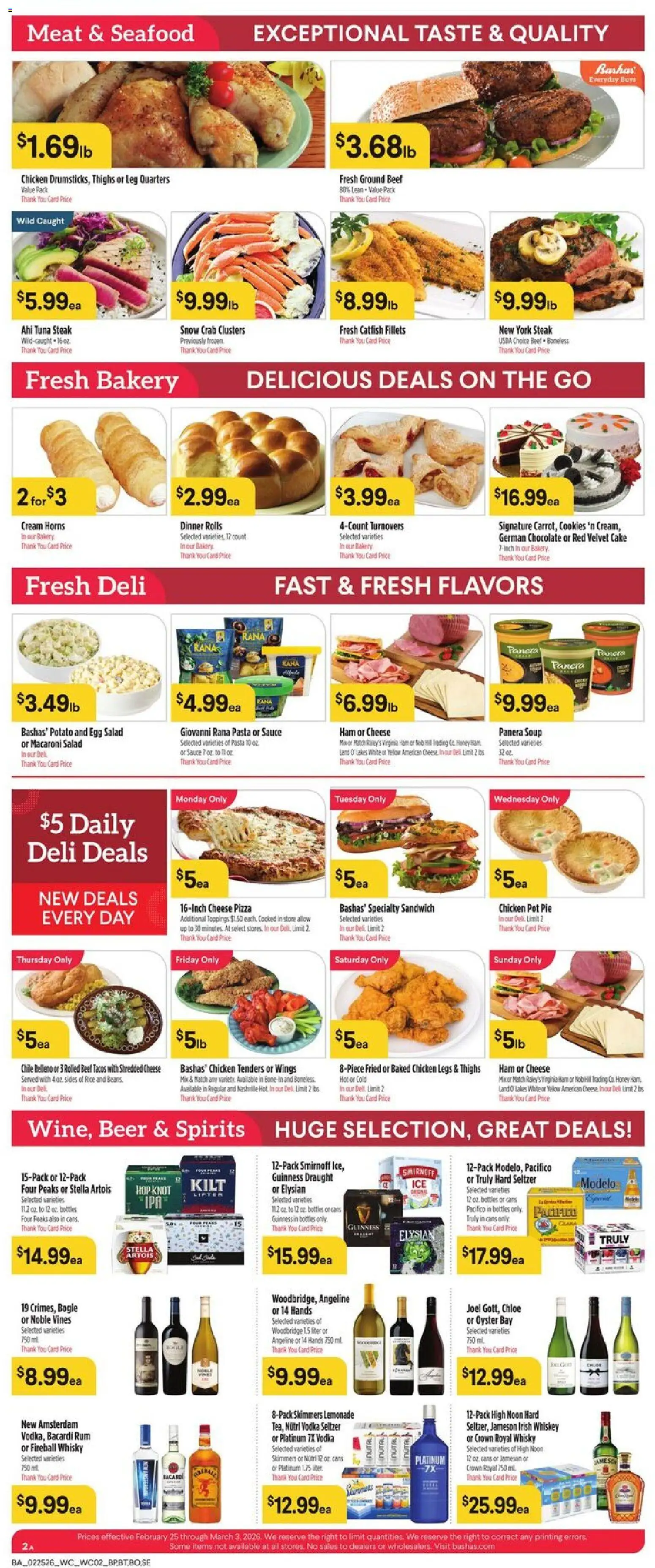 Basha's Weekly Ad - valid from 25.02.2026 | Page: 2 | Products: Cheese, Beer, Cookies, Vodka