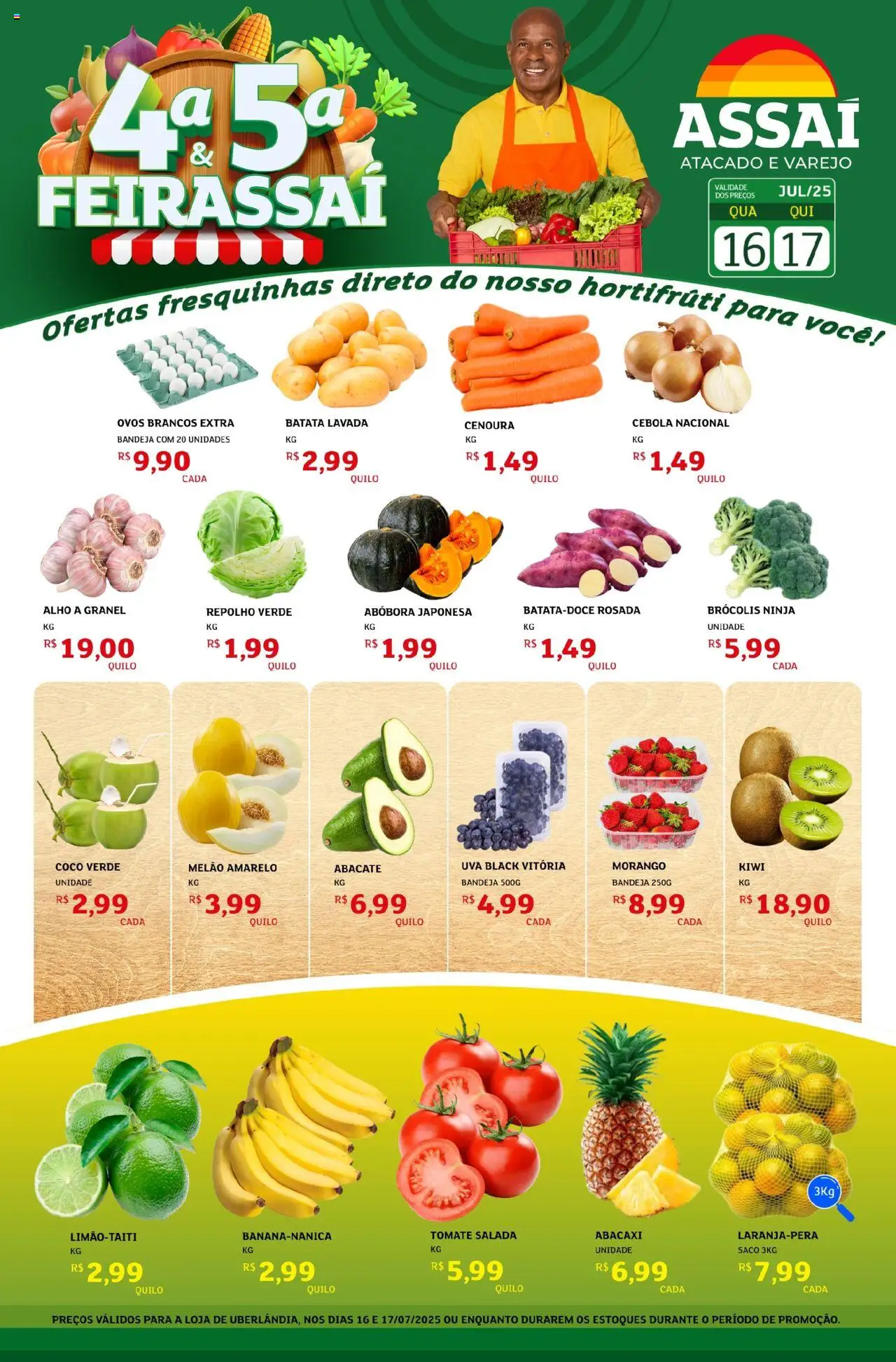 Assaí Atacadista Folheto - válido de 16.07.2025 | Página: 1 | Produtos: Cebola, Repolho, Salada, Brócolis
