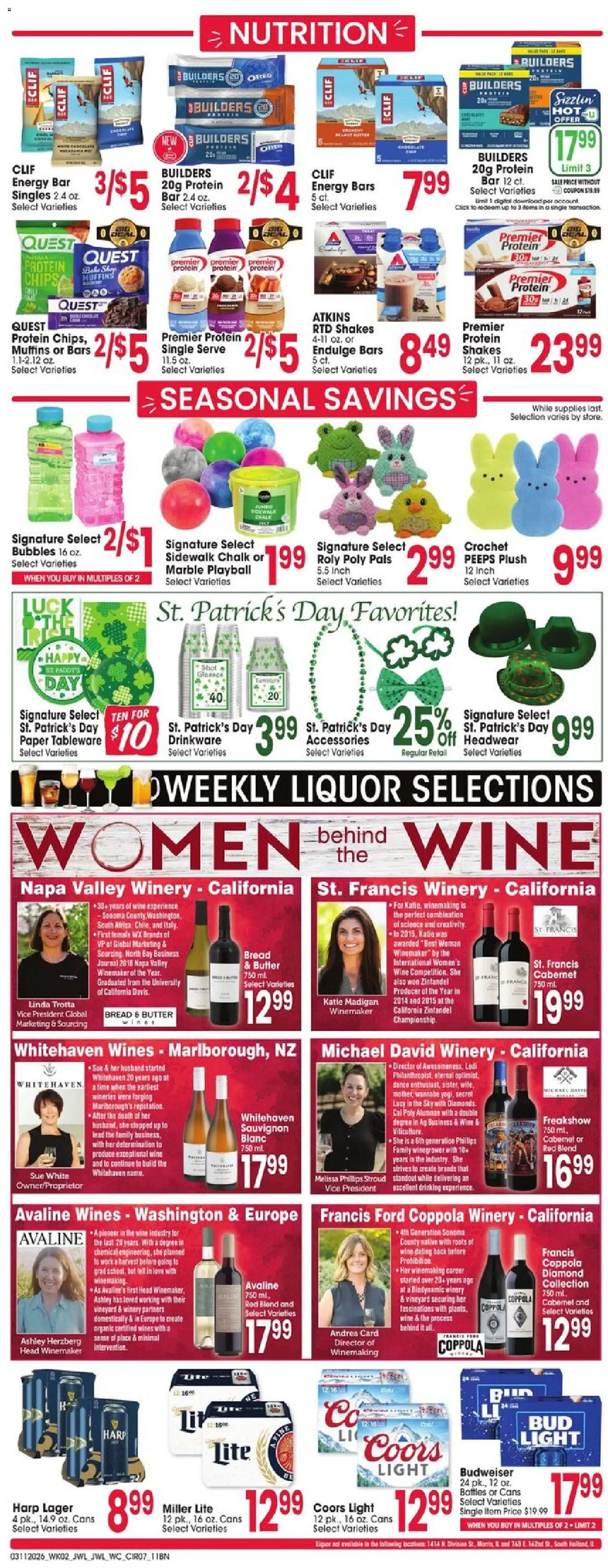Jewel Osco Weekly Ad - valid from 11.03.2026 | Page: 7 | Products: Crochet, Butter, Bread, Wine