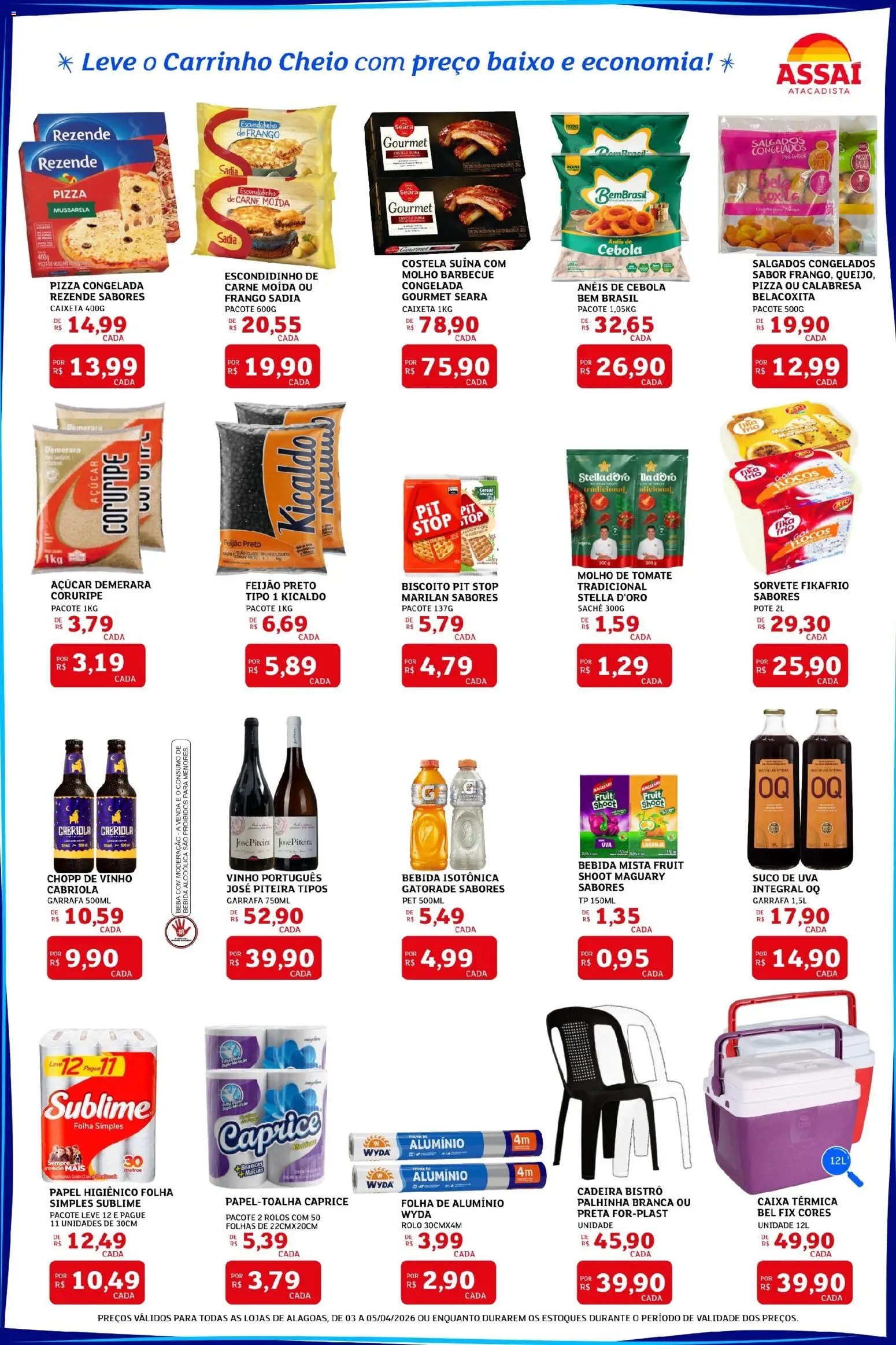 Assaí Atacadista Folheto - válido de 03.04.2026 | Página: 2 | Produtos: Biscoito, Molho de tomate, Açúcar, Mussarela