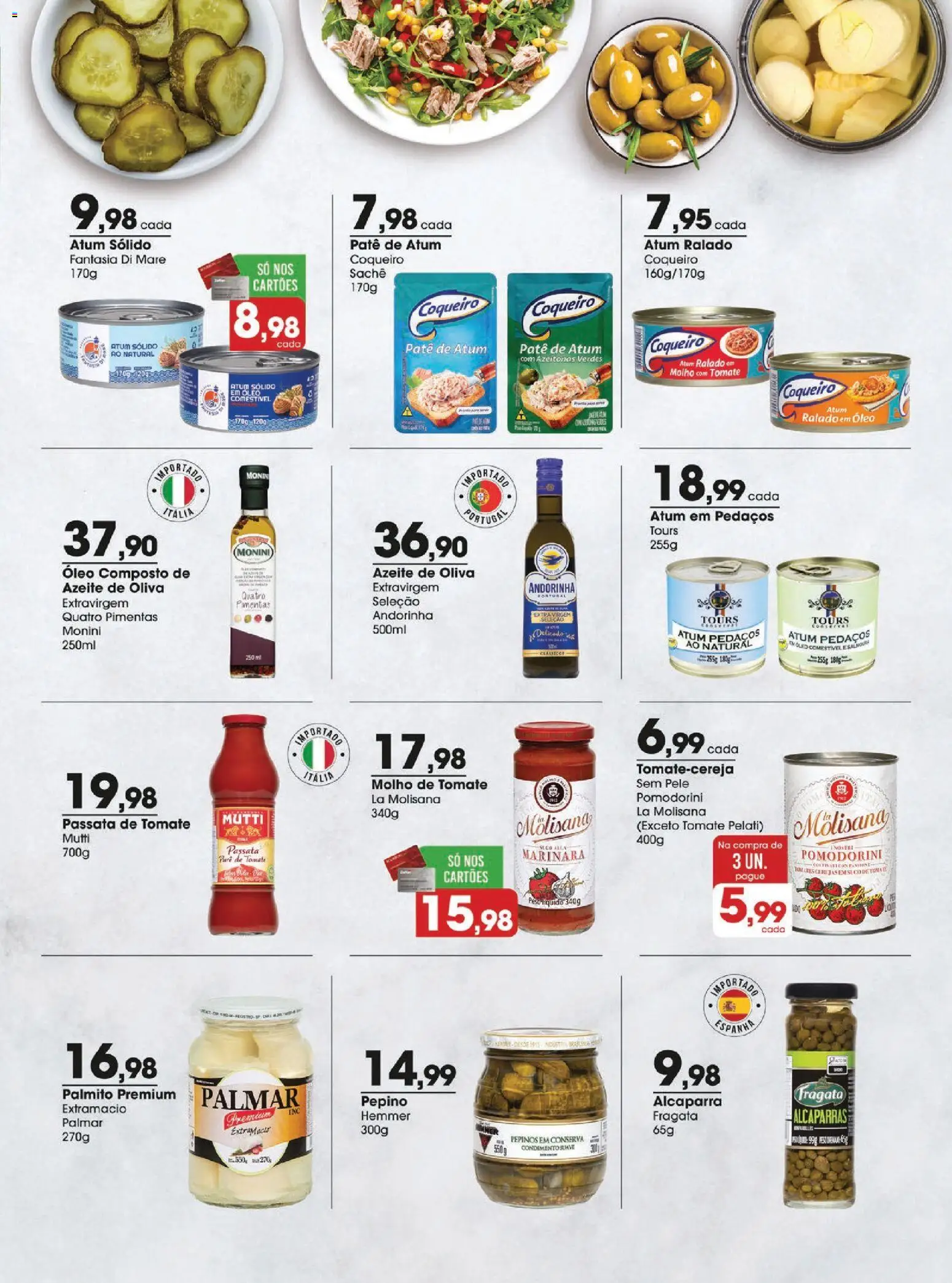 Zaffari Folheto - válido de 24.03.2026 | Página: 3 | Produtos: Palmito, Pepinos, Azeite, Atum