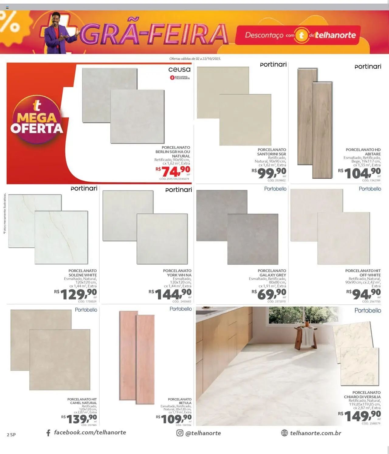 Telhanorte Folheto - válido de 02.10.2025 | Página: 2 | Produtos: Porcelanato