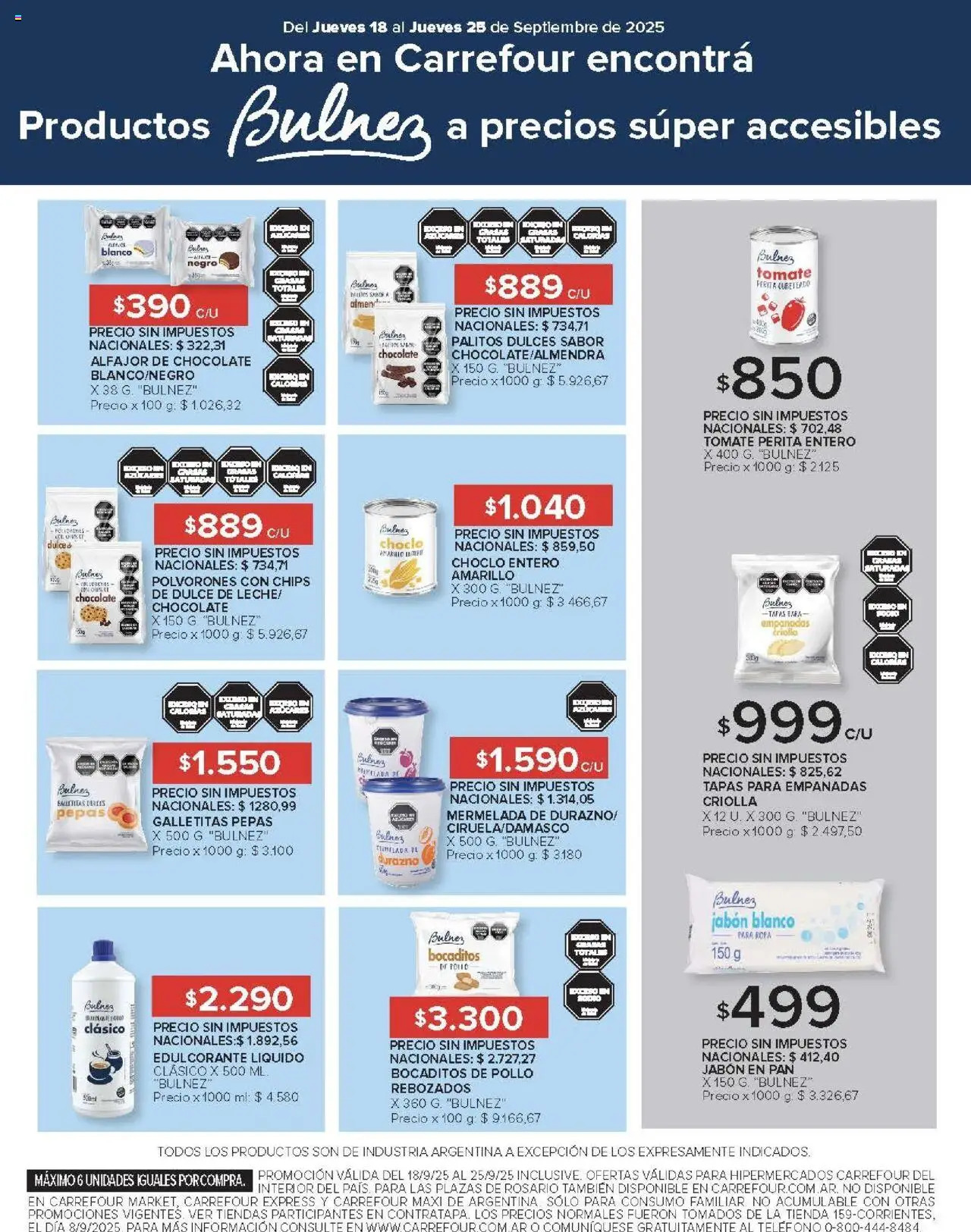 Carrefour ofertas - Salta │ válido desde el 18.09.2025 | Página: 15 | Productos: Galletitas, Durazno, Edulcorante, Alfajor