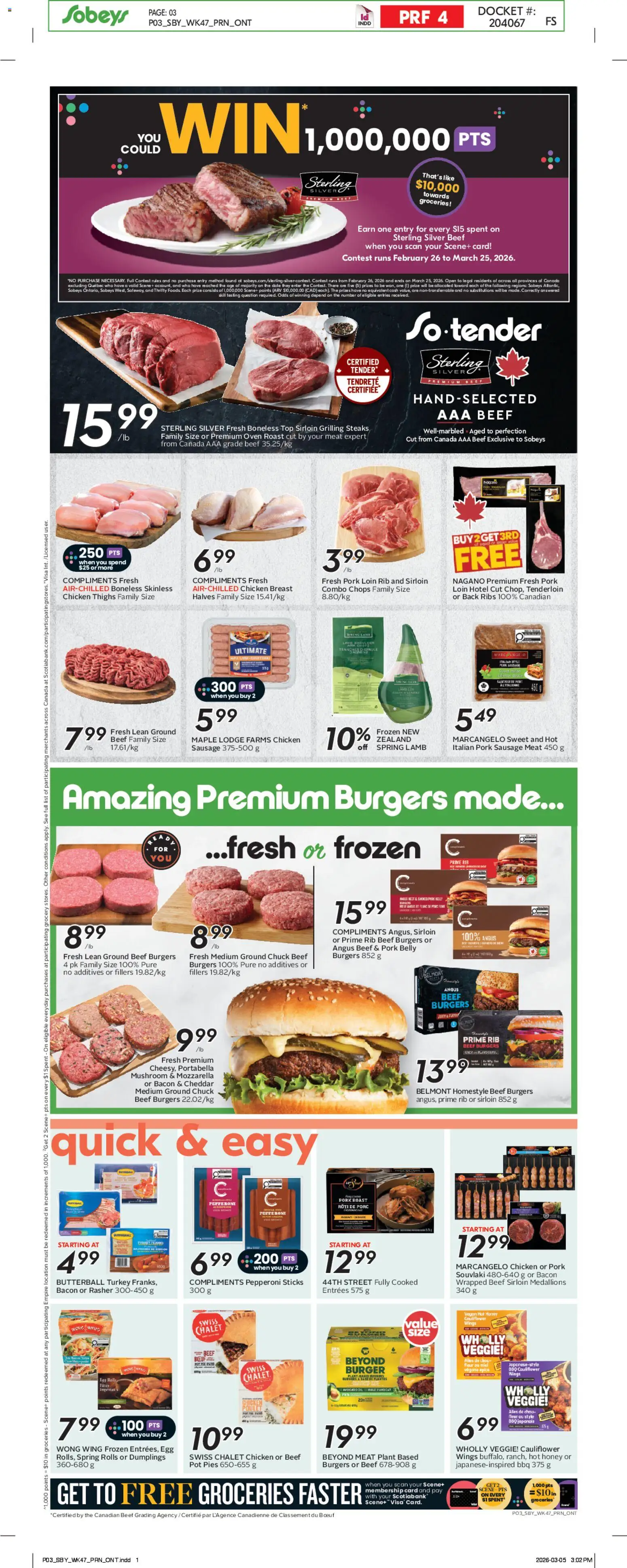 Sobeys flyer valid from 19.03.2026 | Page: 6 | Products: Beef, Turkey, Chicken, Pork