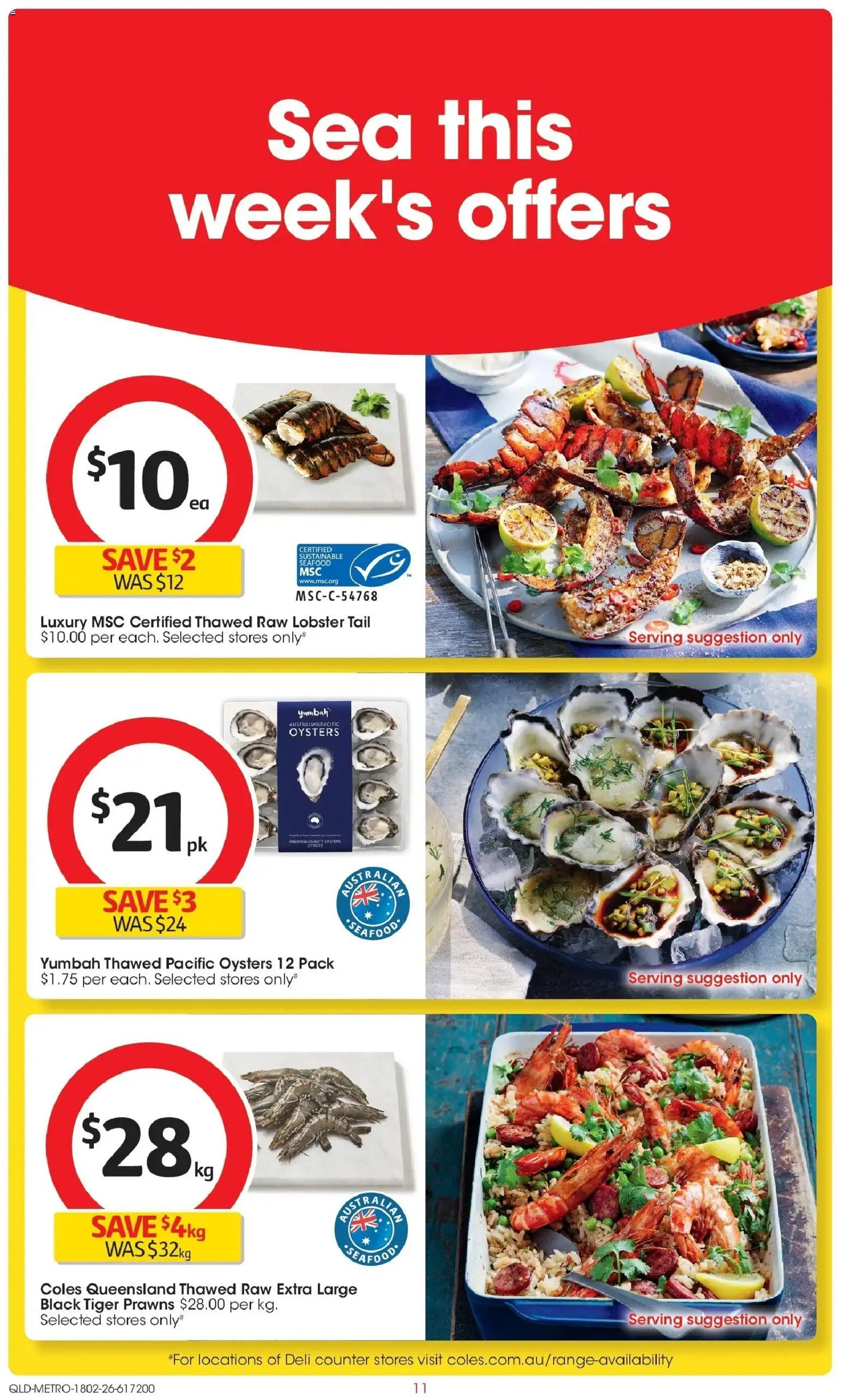Coles catalogue - valid from 18.02.2026 | Page: 11 | Products: Lobster, Oysters, Sustainable, Seafood