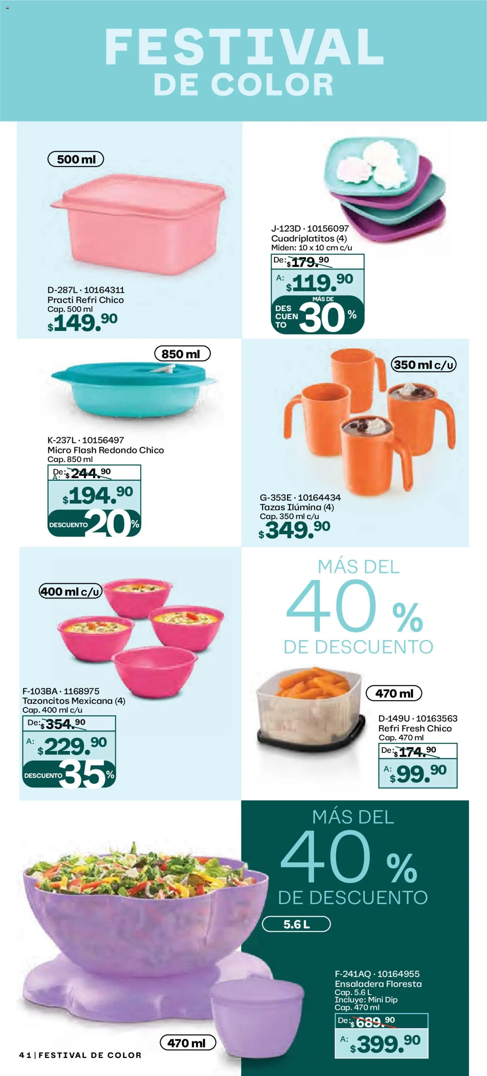 Nuevas ofertas de Tupperware válidas en toda la República Mexicana desde el 29.12.2025. ¡Encuentra las mejores ofertas en Tupperware catálogo! | Página: 41 | Productos: Ensaladera