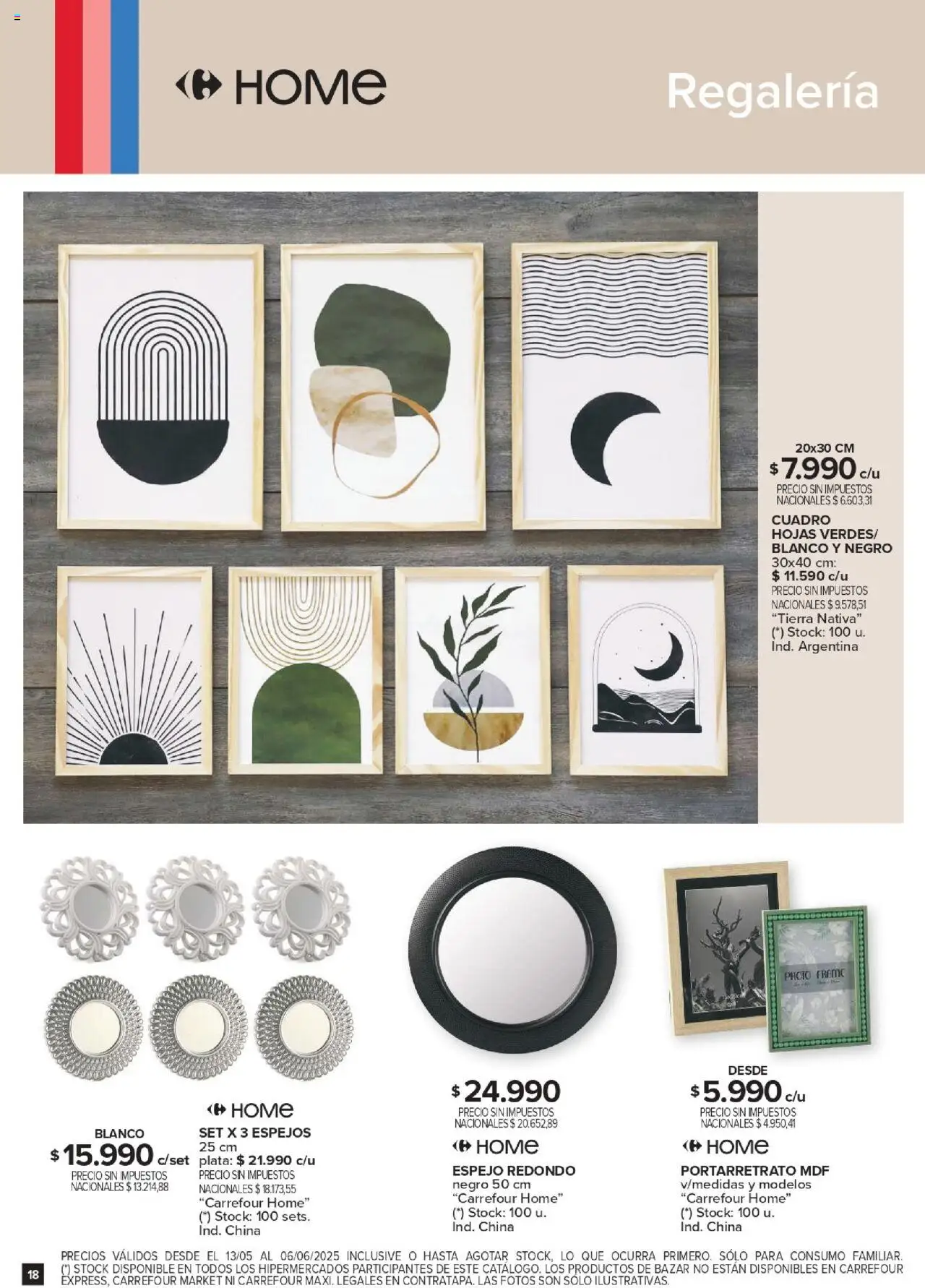 Carrefour Deco Hogar │ válido desde el 13.05.2025 | Página: 18 | Productos: Espejo, Portarretrato, Cuadro