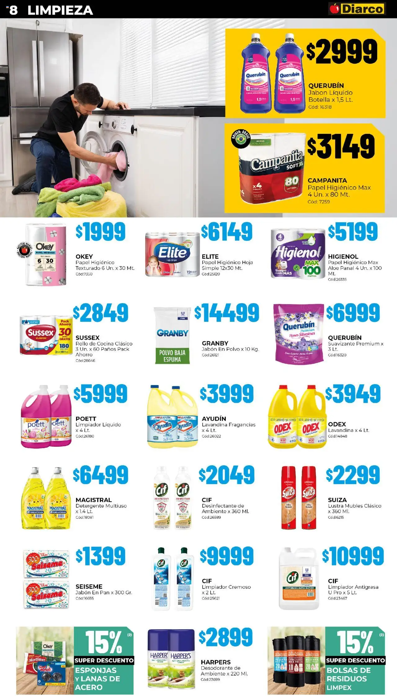 Diarco ofertas │ válido desde el 20.10.2025 | Página: 8 | Productos: Antigrasa, Desodorante, Detergente, Agua