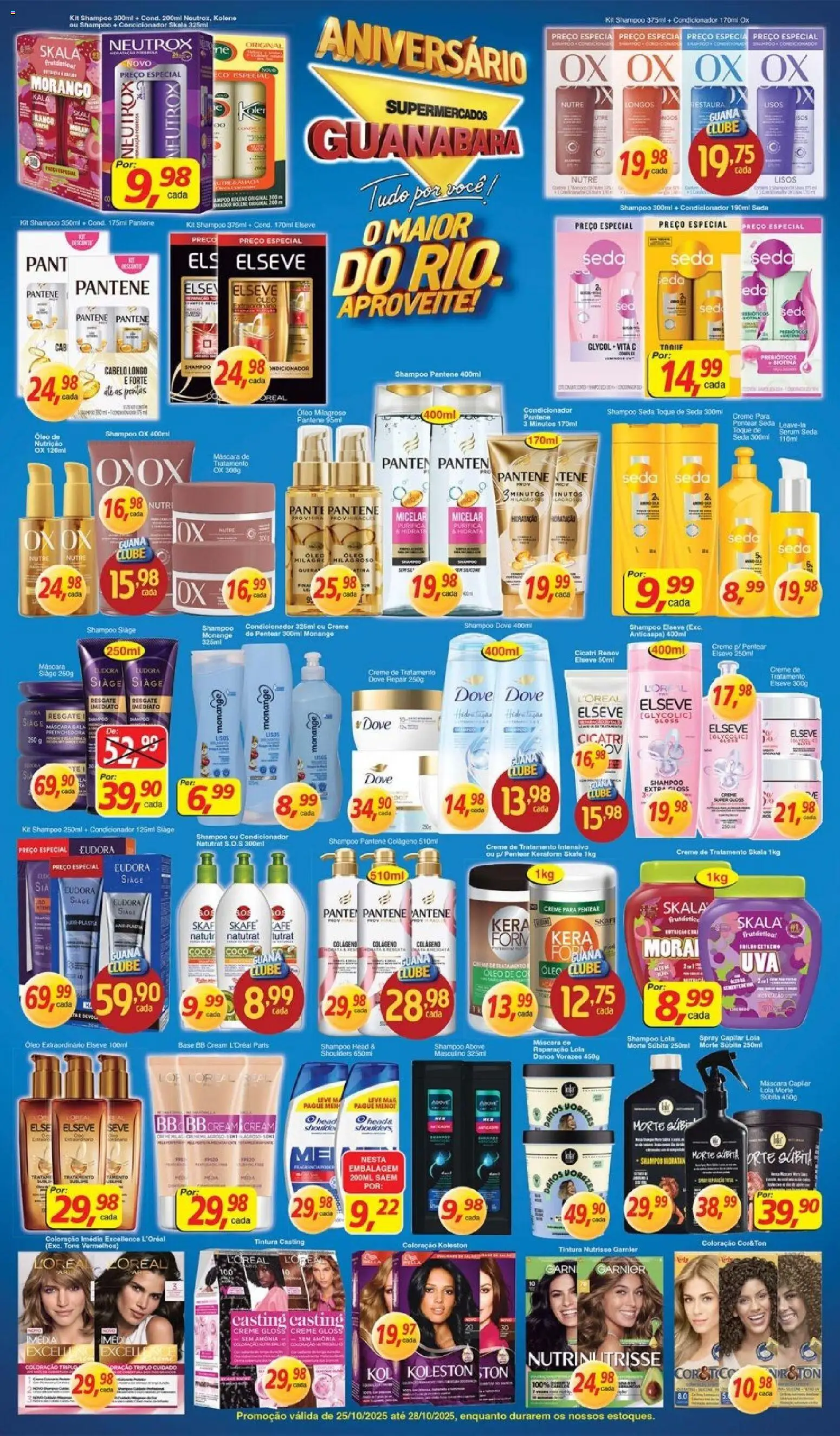 Supermercados Guanabara Folheto - válido de 25.10.2025 | Página: 9 | Produtos: Condicionador, Óleo, Shampoo pantene, Dove