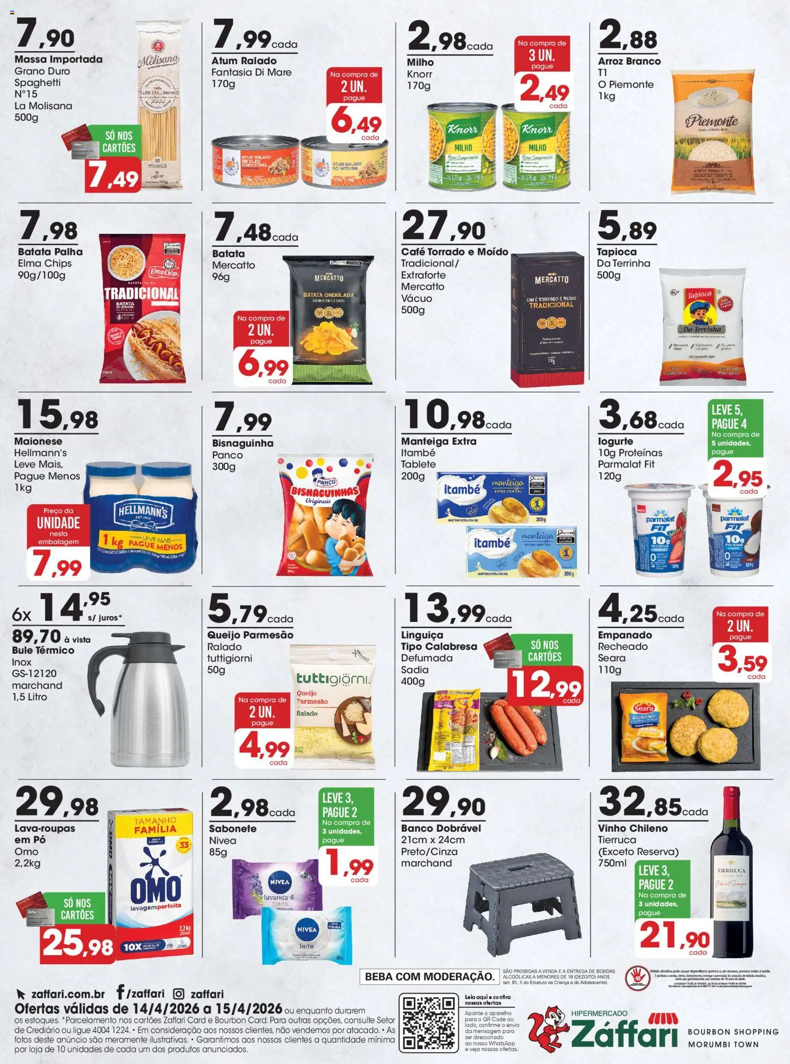 Zaffari Folheto - válido de 14.04.2026 | Página: 2 | Produtos: Banco, Elma Chips, Leite, Manteiga