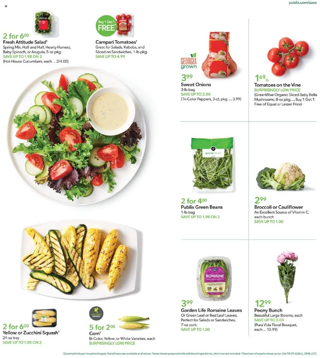 Publix Weekly Ad - valid from 18.06.2025 | Page: 7 | Products: Corn, Tomatoes, Cauliflower, Bag