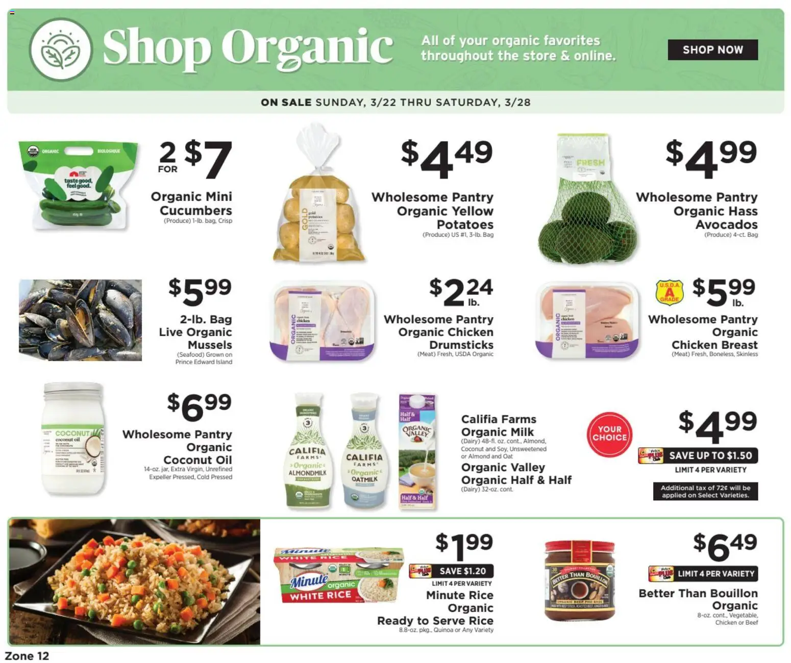 ShopRite Shop Organic - valid from 19.03.2026 | Page: 1 | Products: Coconut Oil, Beef, Cucumbers, Potatoes