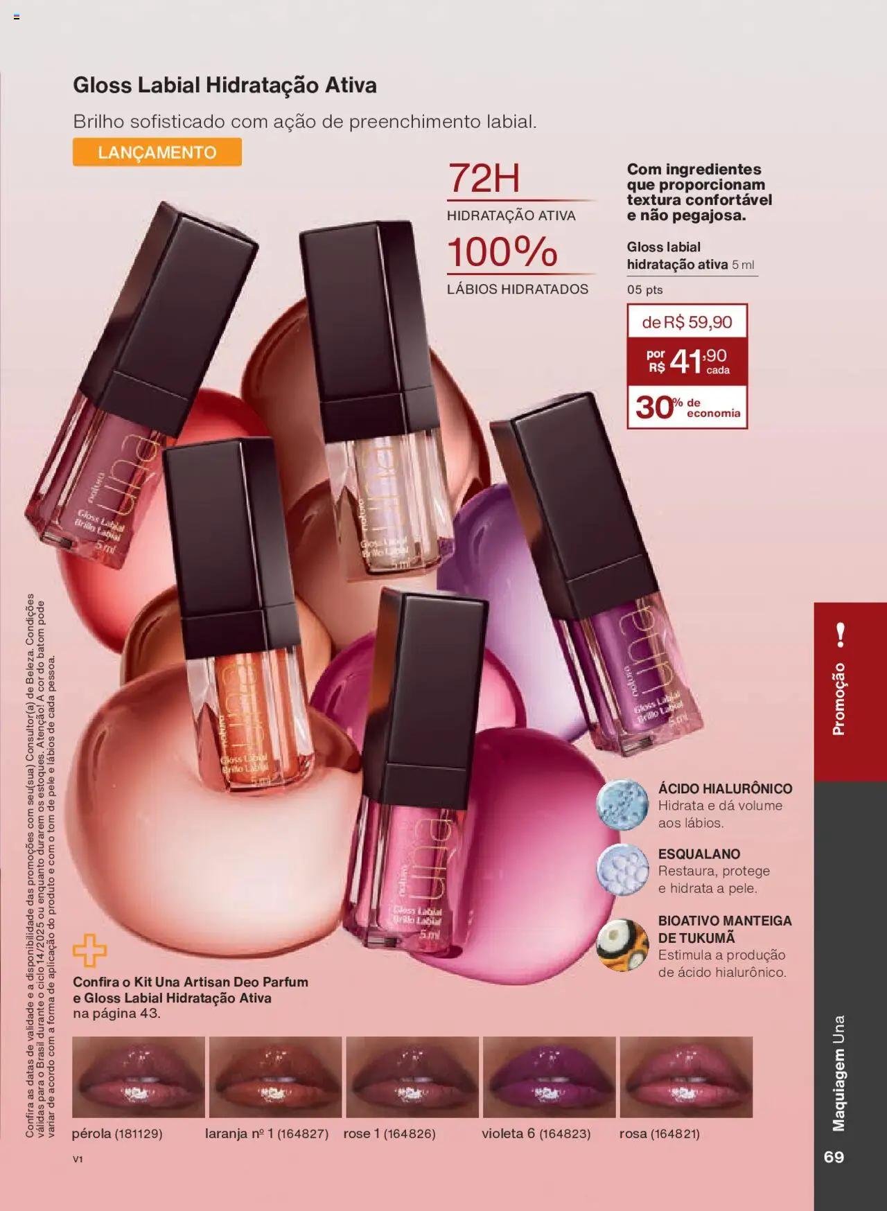 Natura Folheto - válido de 18.08.2025 | Página: 69 | Produtos: Maquiagem, Batom, Gloss labial, Manteiga